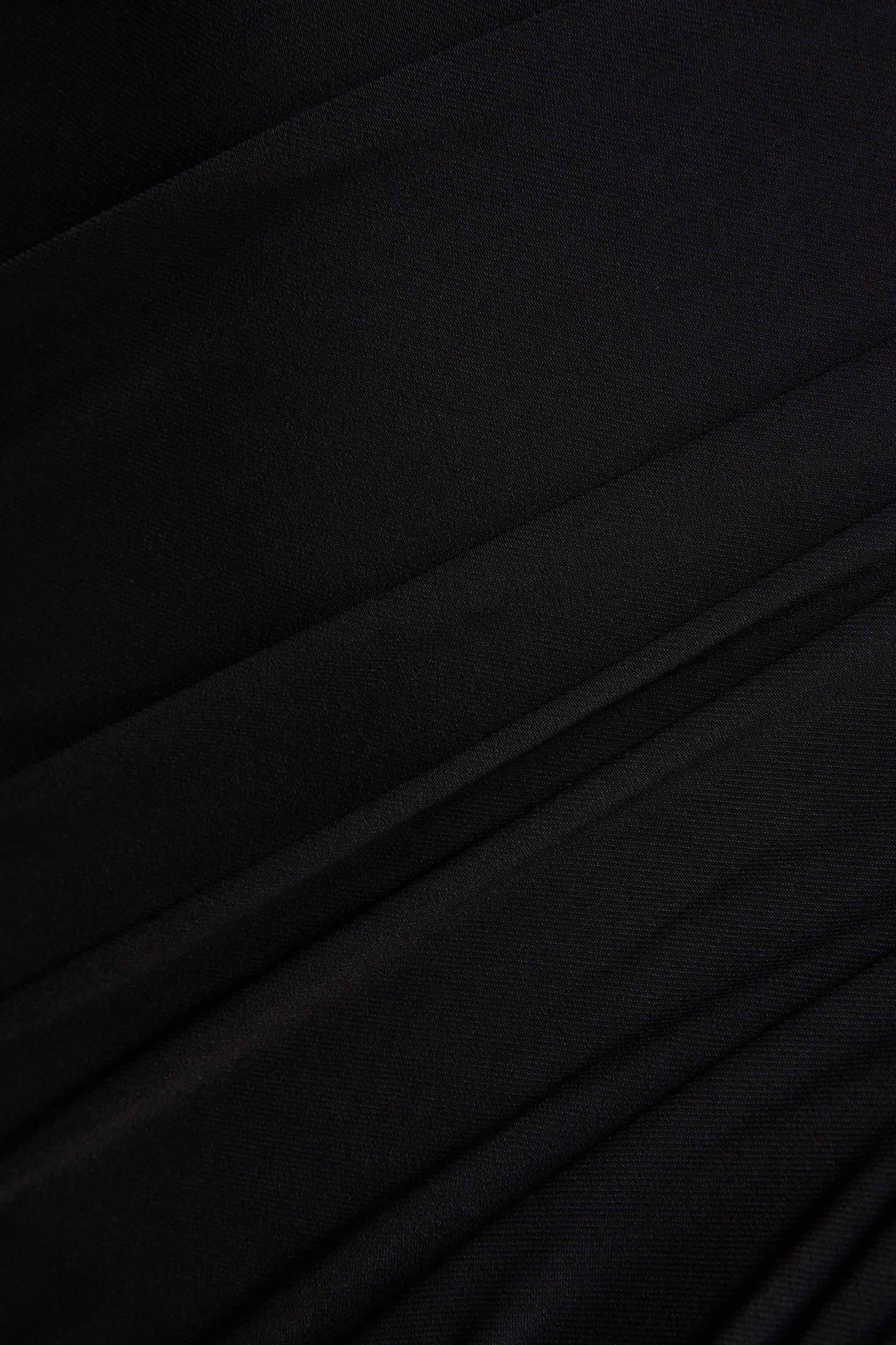 Amoura | Robe longue noire drapée à encolure carrée et effet portefeuille - Image 6