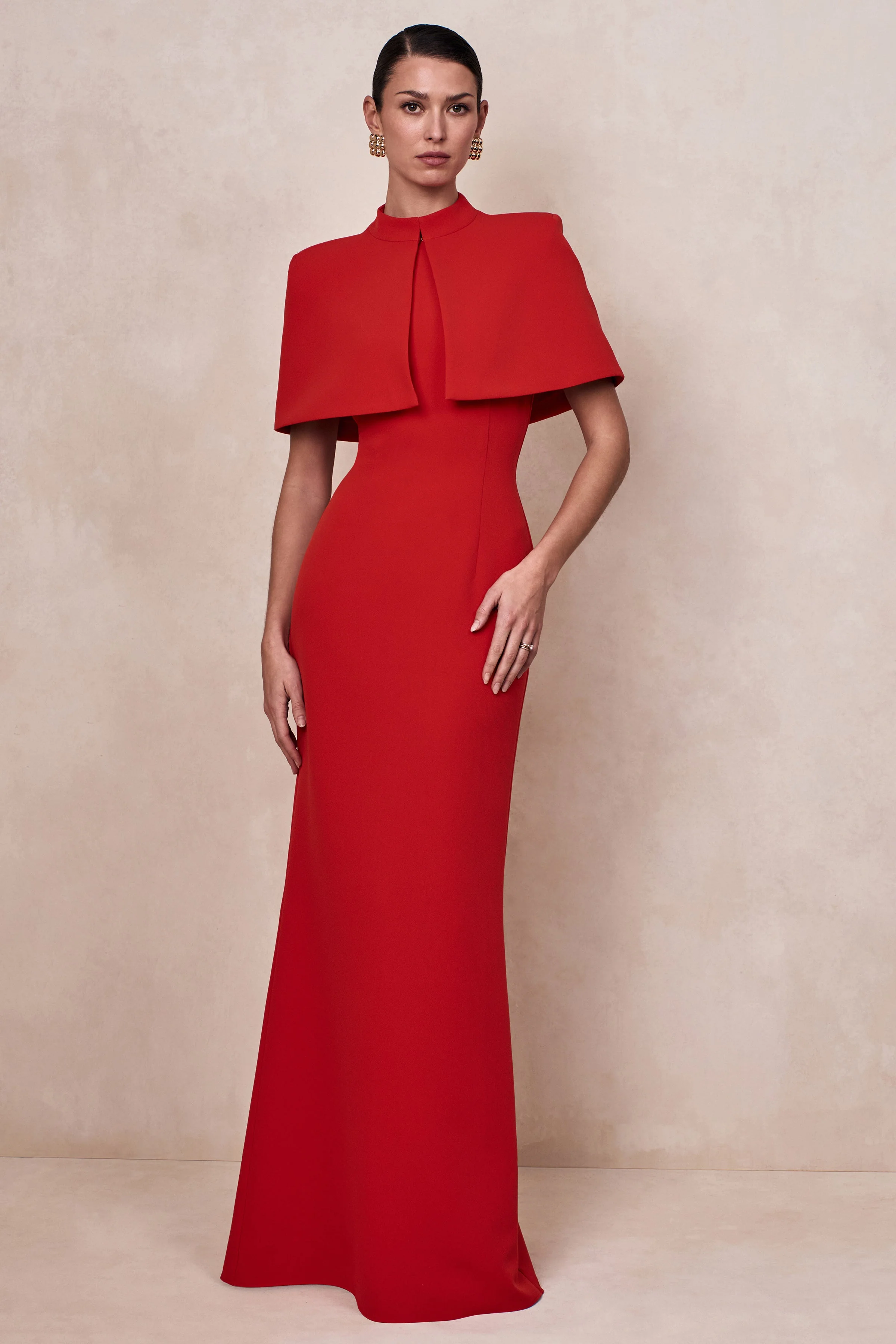 Astrelle | Robe longue rouge à encolure haute - Image 6