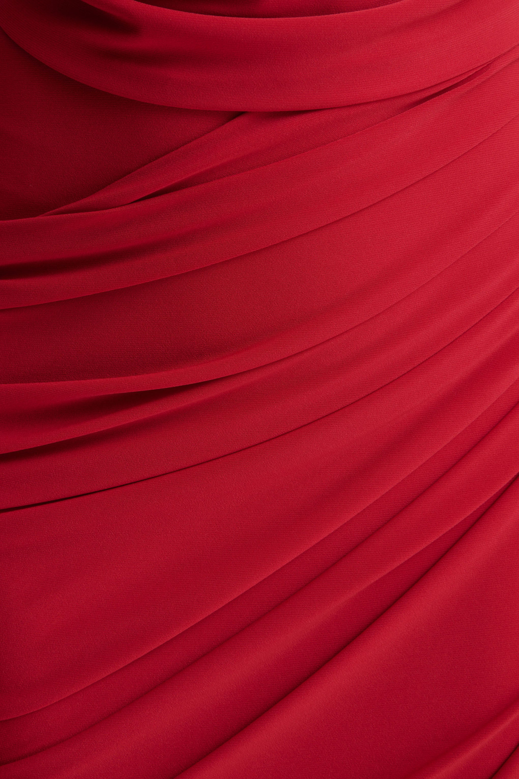 Cairo | Robe longue rouge à encolure bénitier avec détails froncés - Image 6