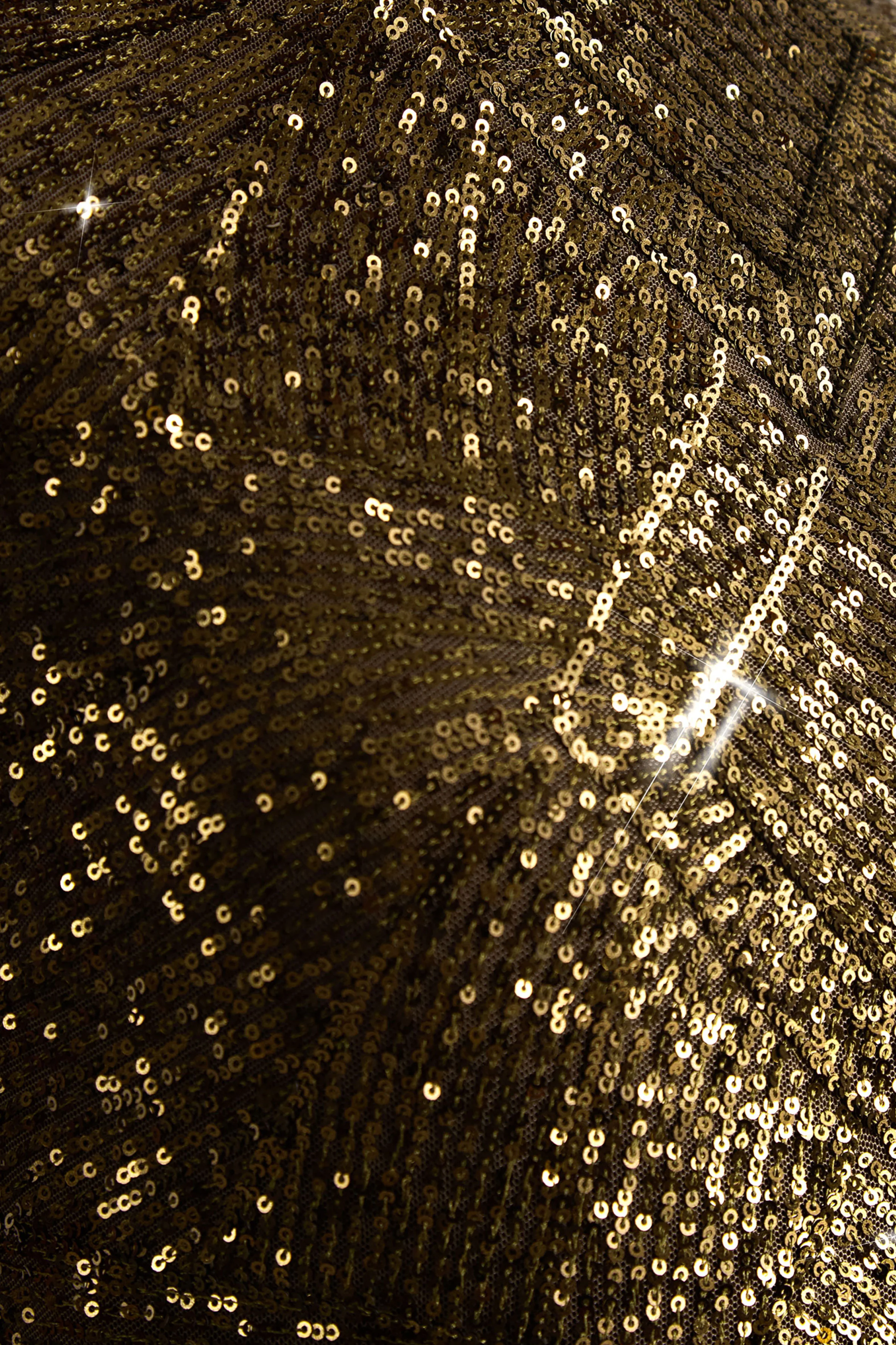 Cecy | Robe Longue en Sequins Kaki à Col Montant avec Manches Courtes - Image 6