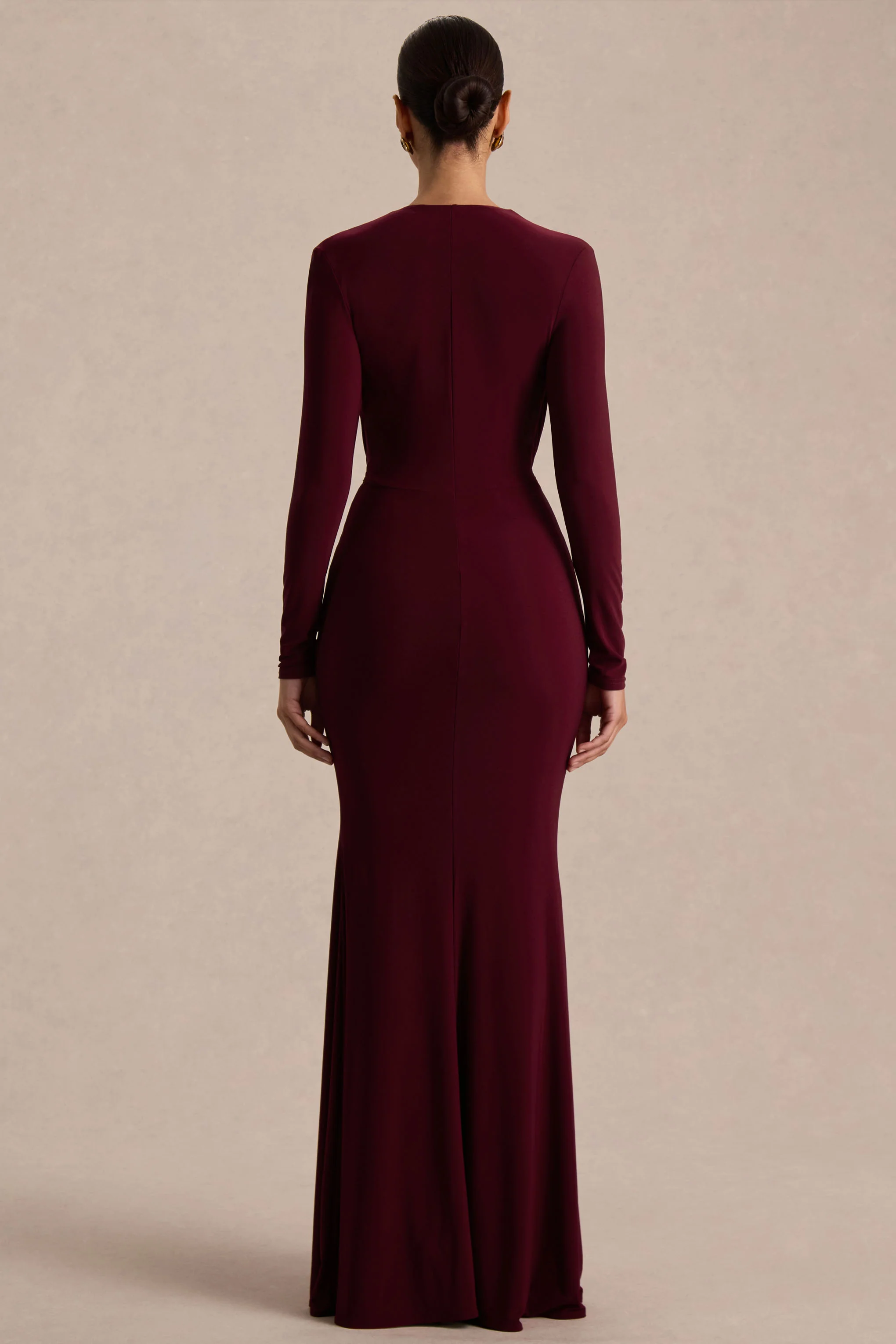 Command | Robe longue bordeaux à décolleté plongeant et fente haute sur le devant - Image 2