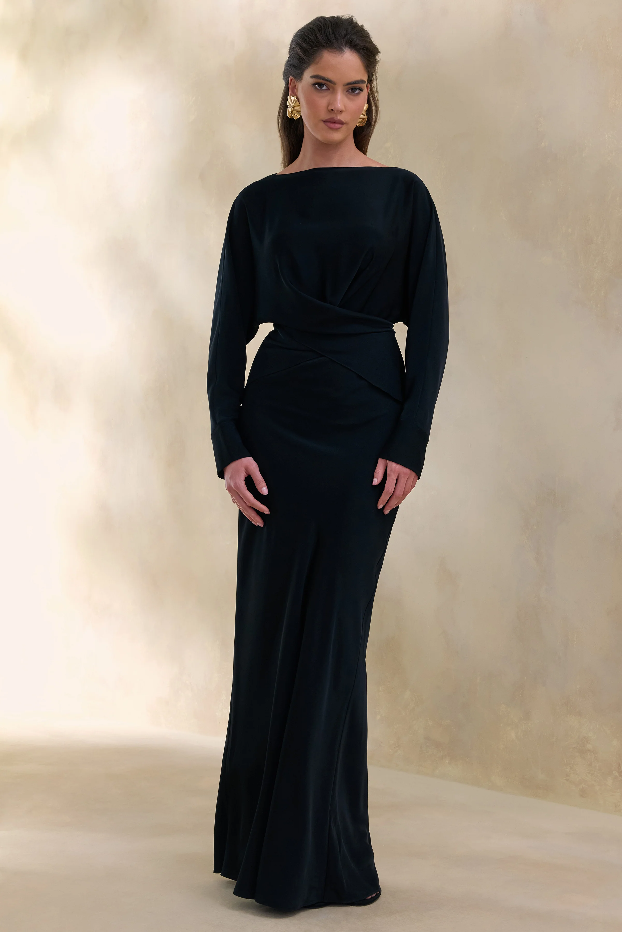 Elaria | Jupe longue marron en satin - Image 7