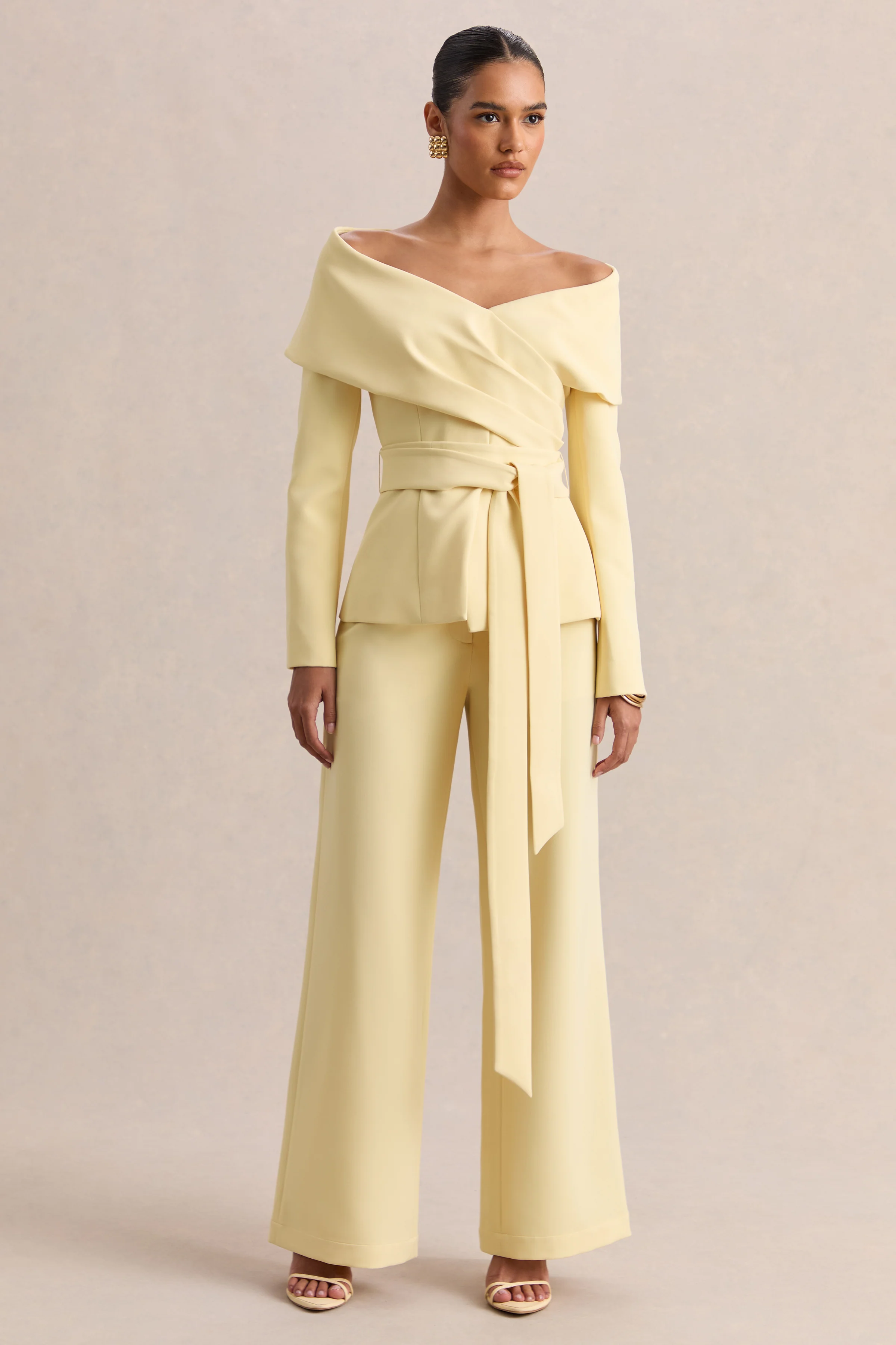 Empress | Top tailleur citron à encolure bardot