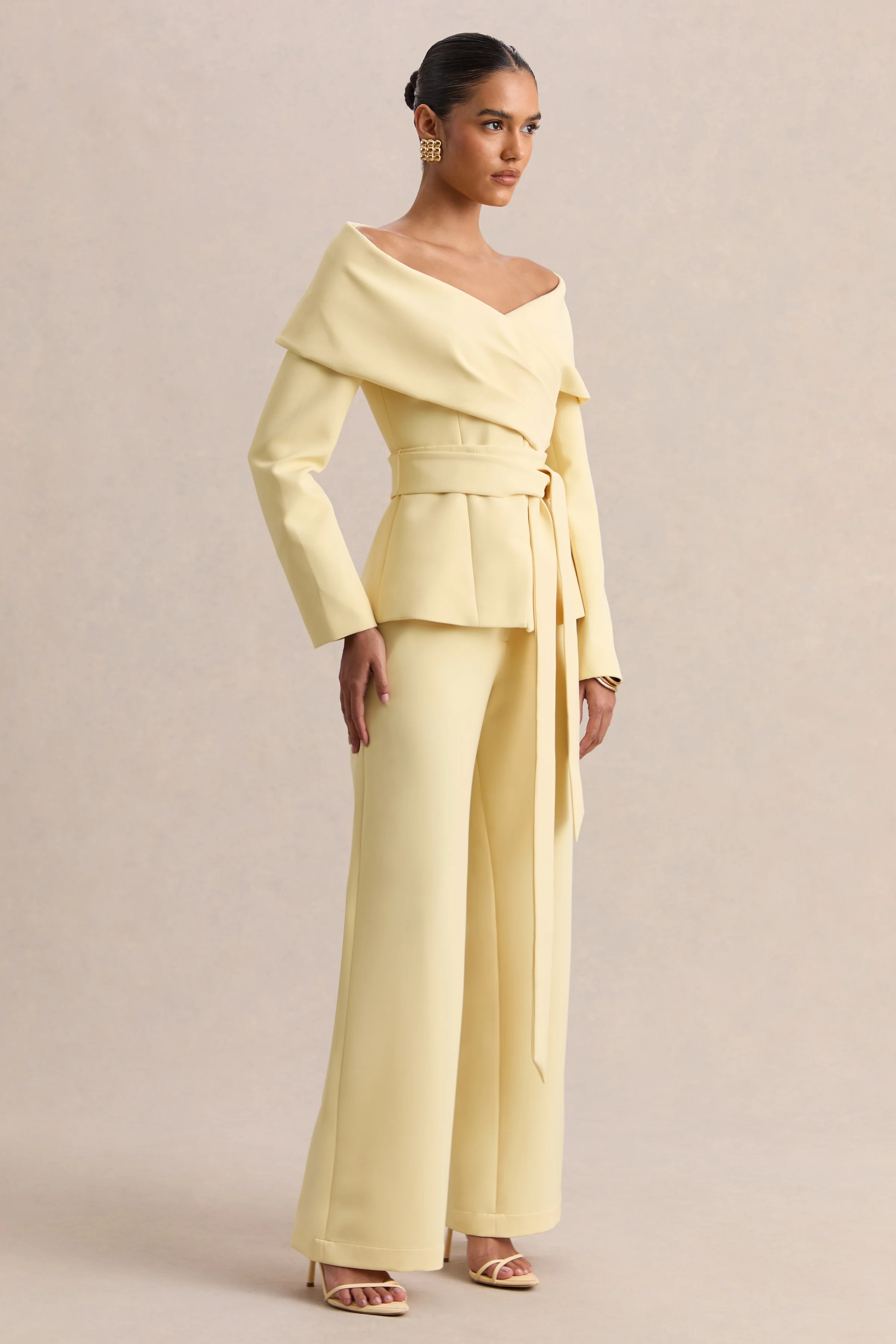 Empress | Top tailleur citron à encolure bardot - Image 4