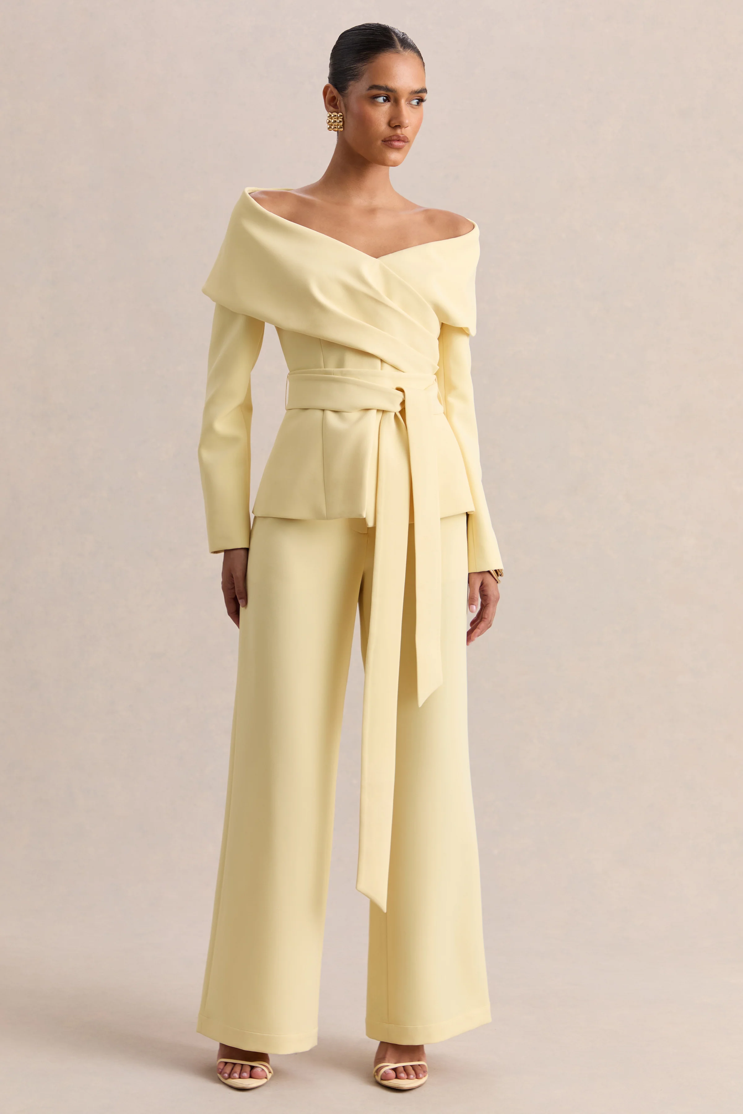 Empress | Top tailleur citron à encolure bardot - Image 5