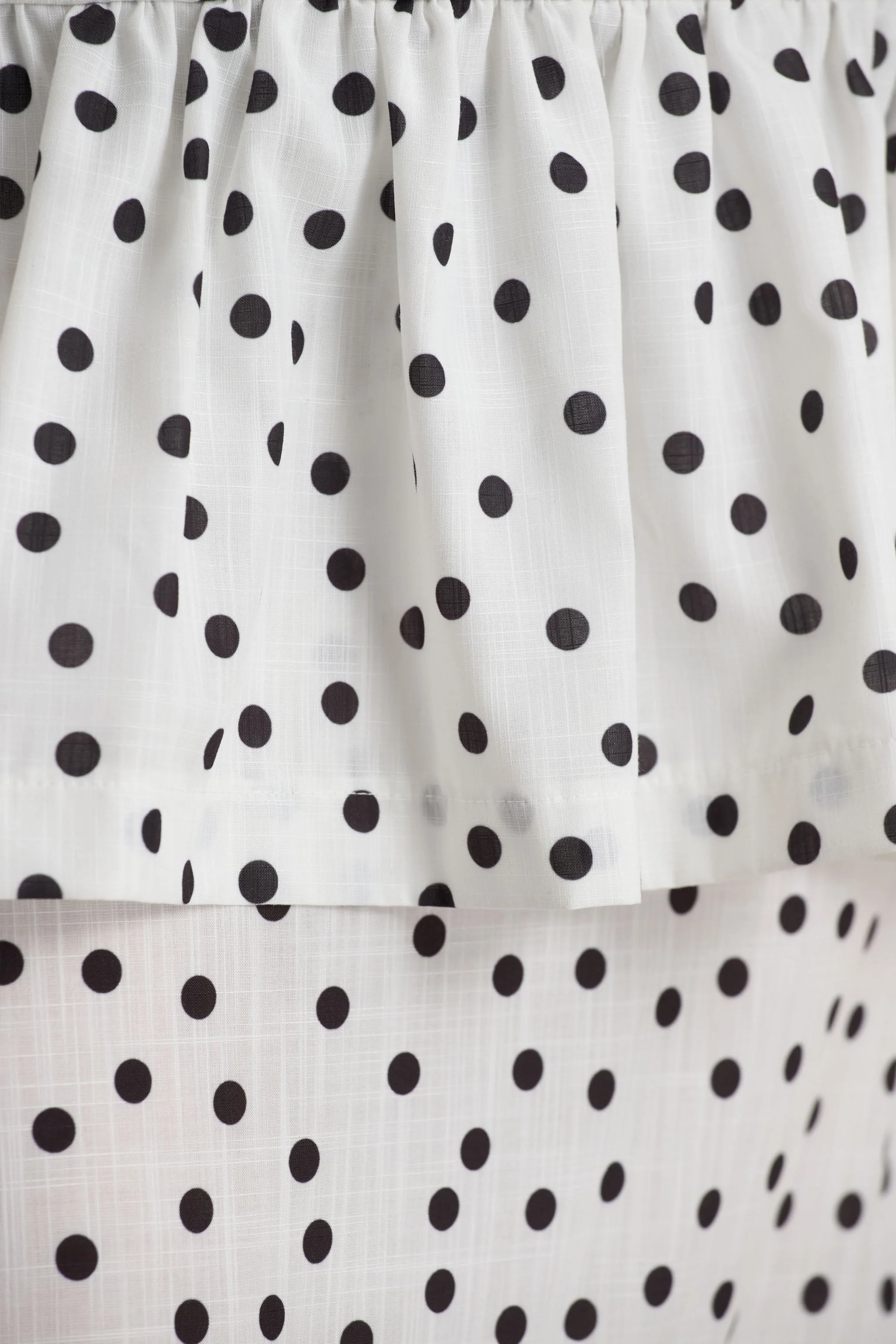 Emry | Jupe longue taille haute à imprimé pois blancs ornée de volants - Image 7