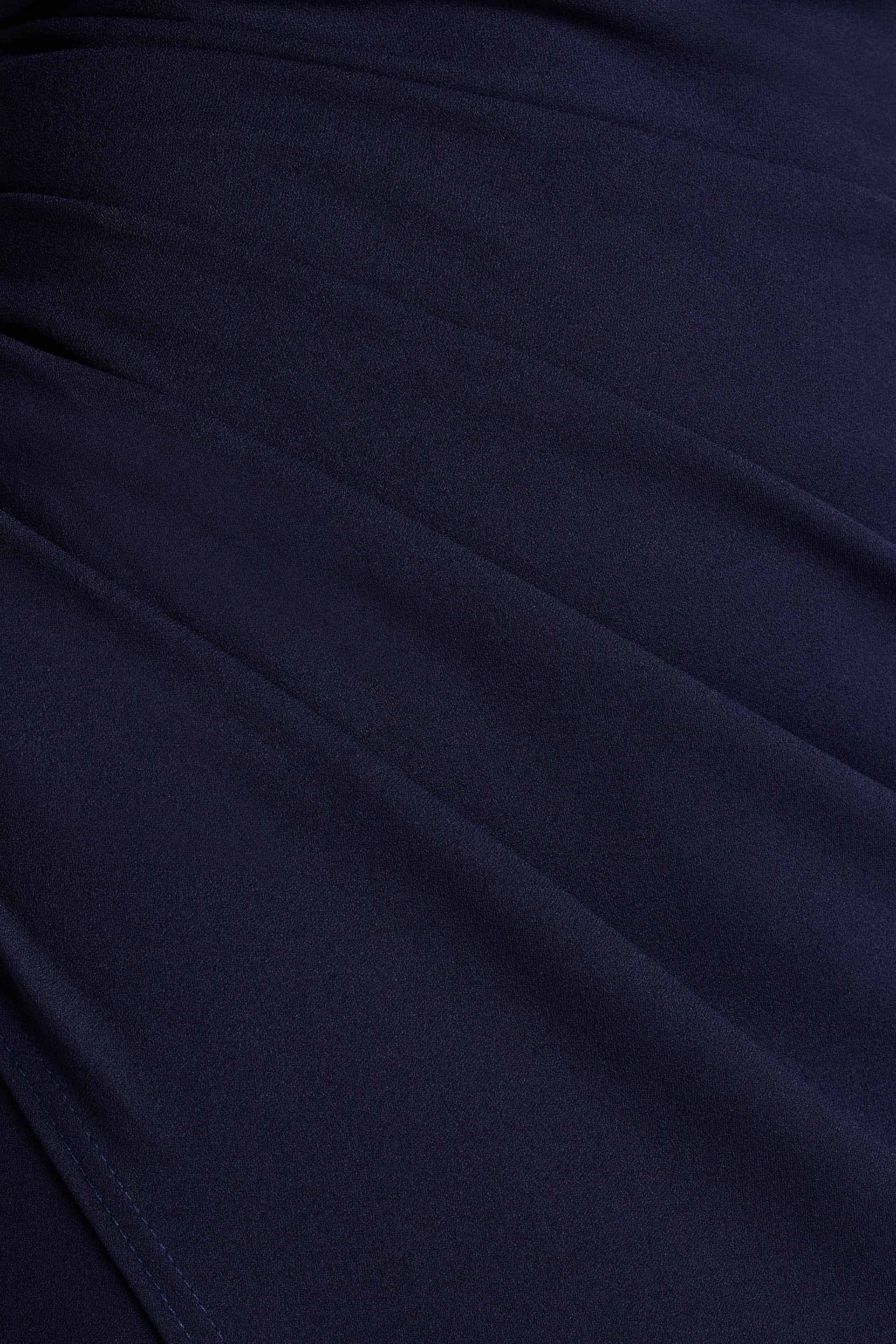 Eva | Robe longue bleu marine avec nœud Bardot et fente - Image 6