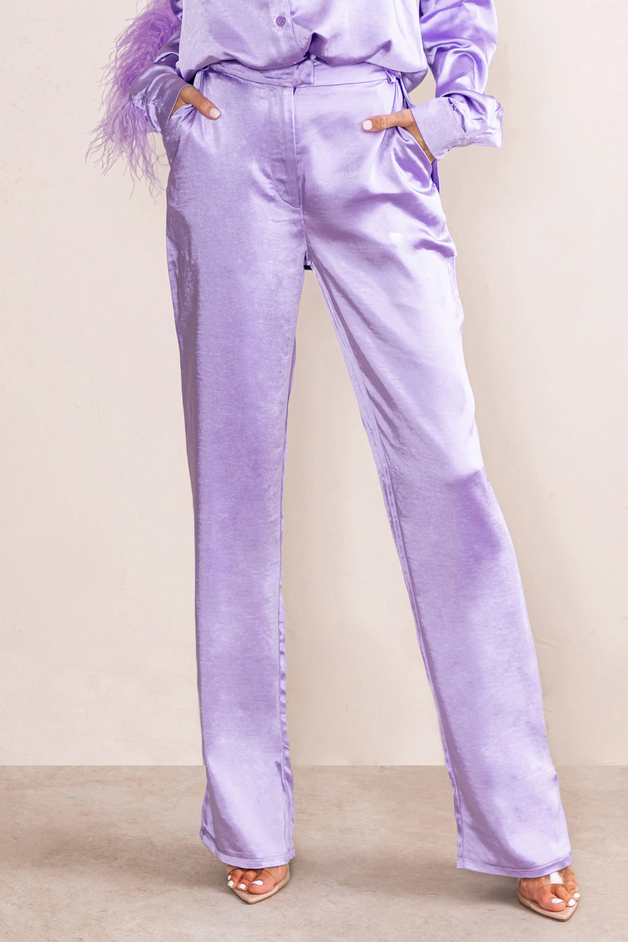 Evening Memories | Pantalon large en satin lila - Image 3