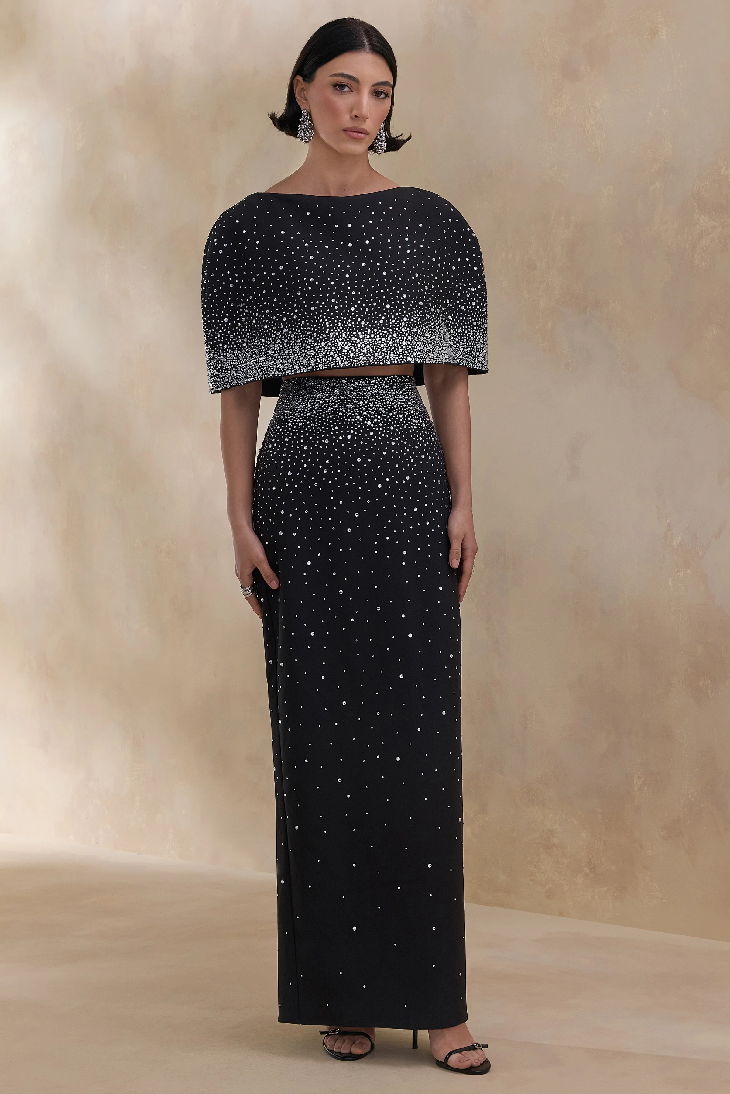 Fabiana | Jupe longue noire ornée - Image 6