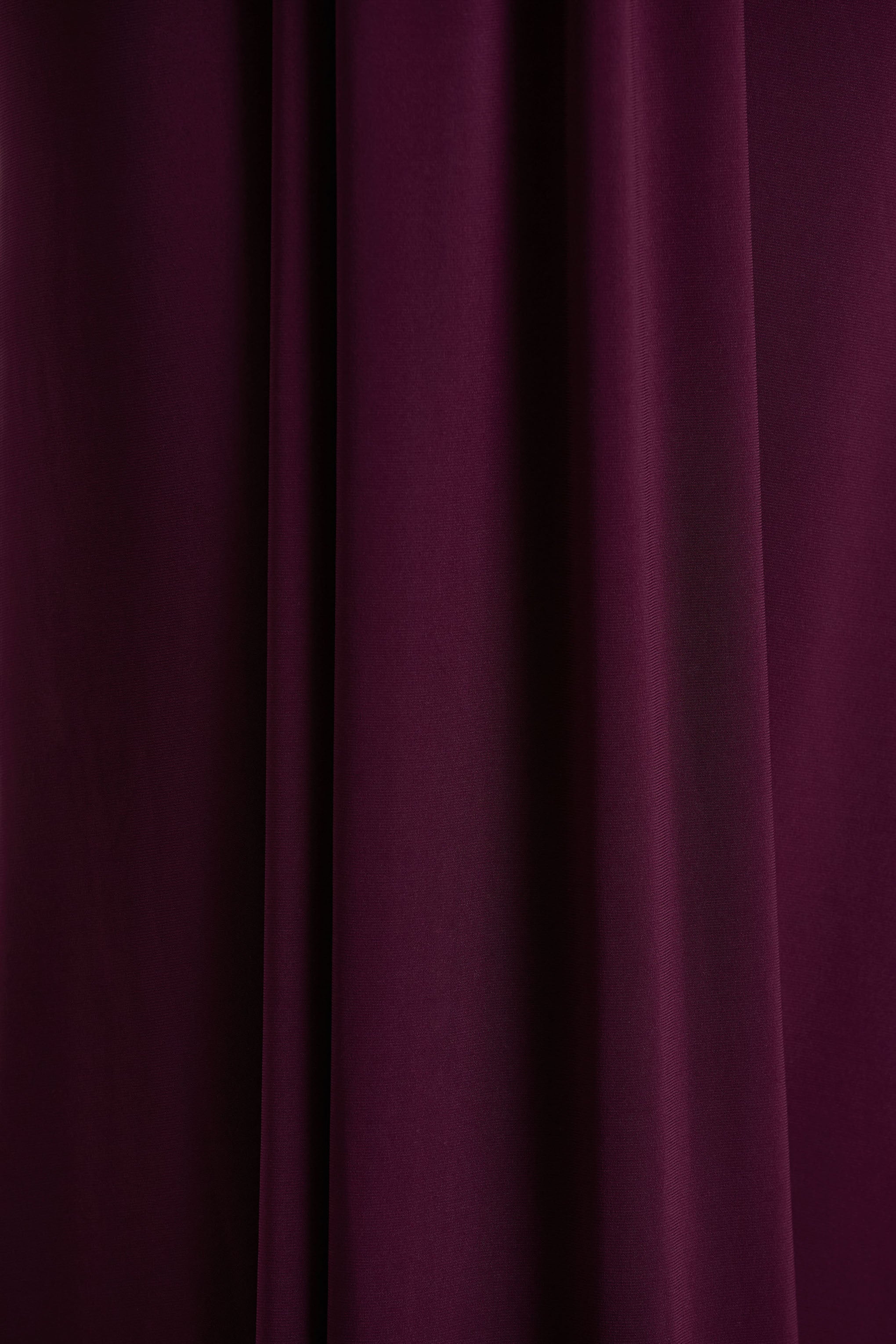 Flashy | Robe longue bordeaux à encolure plongeante avec détails froncés - Image 6