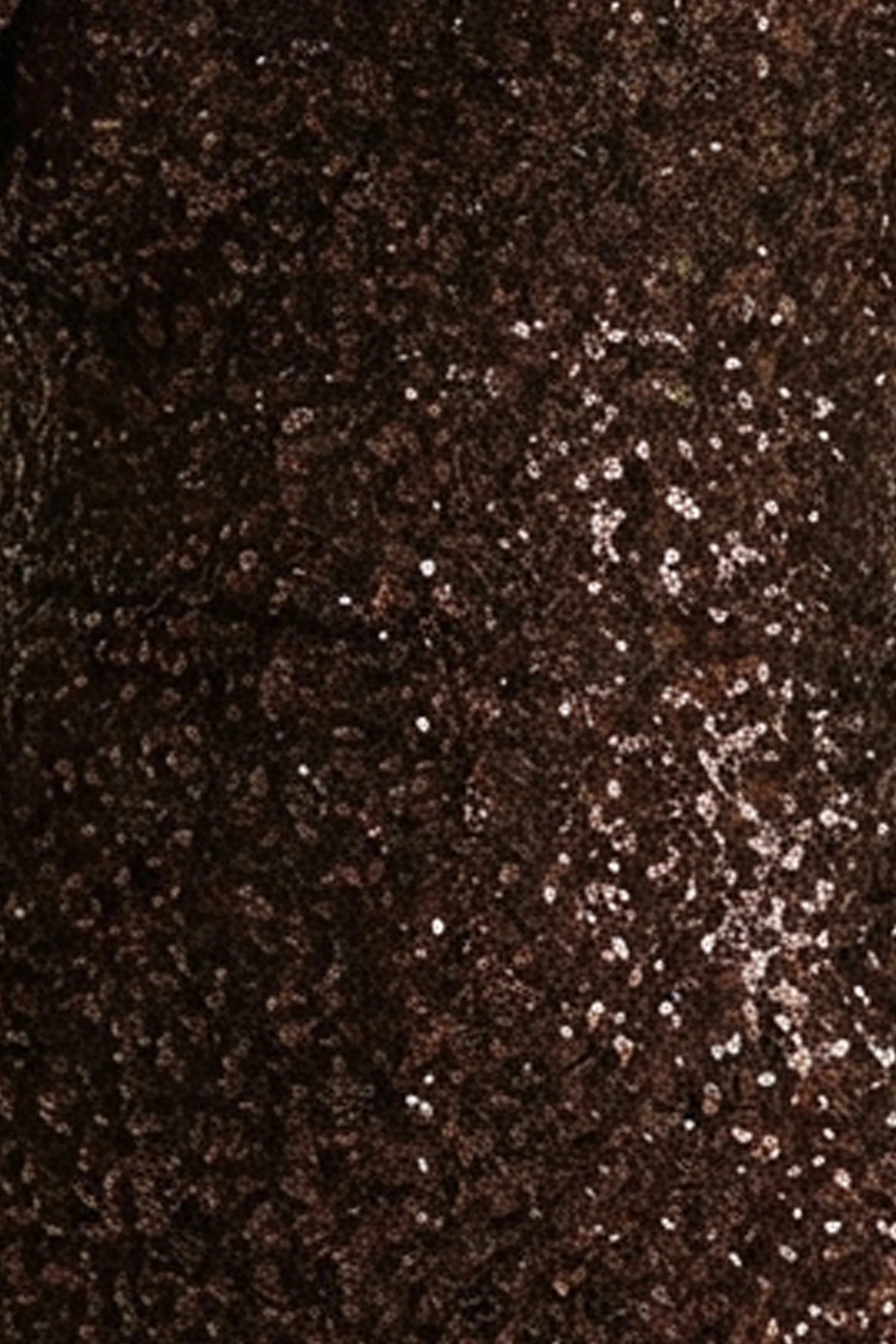 Galaxy | Robe longue marron en sequins à col roulé et manches longues - Image 6