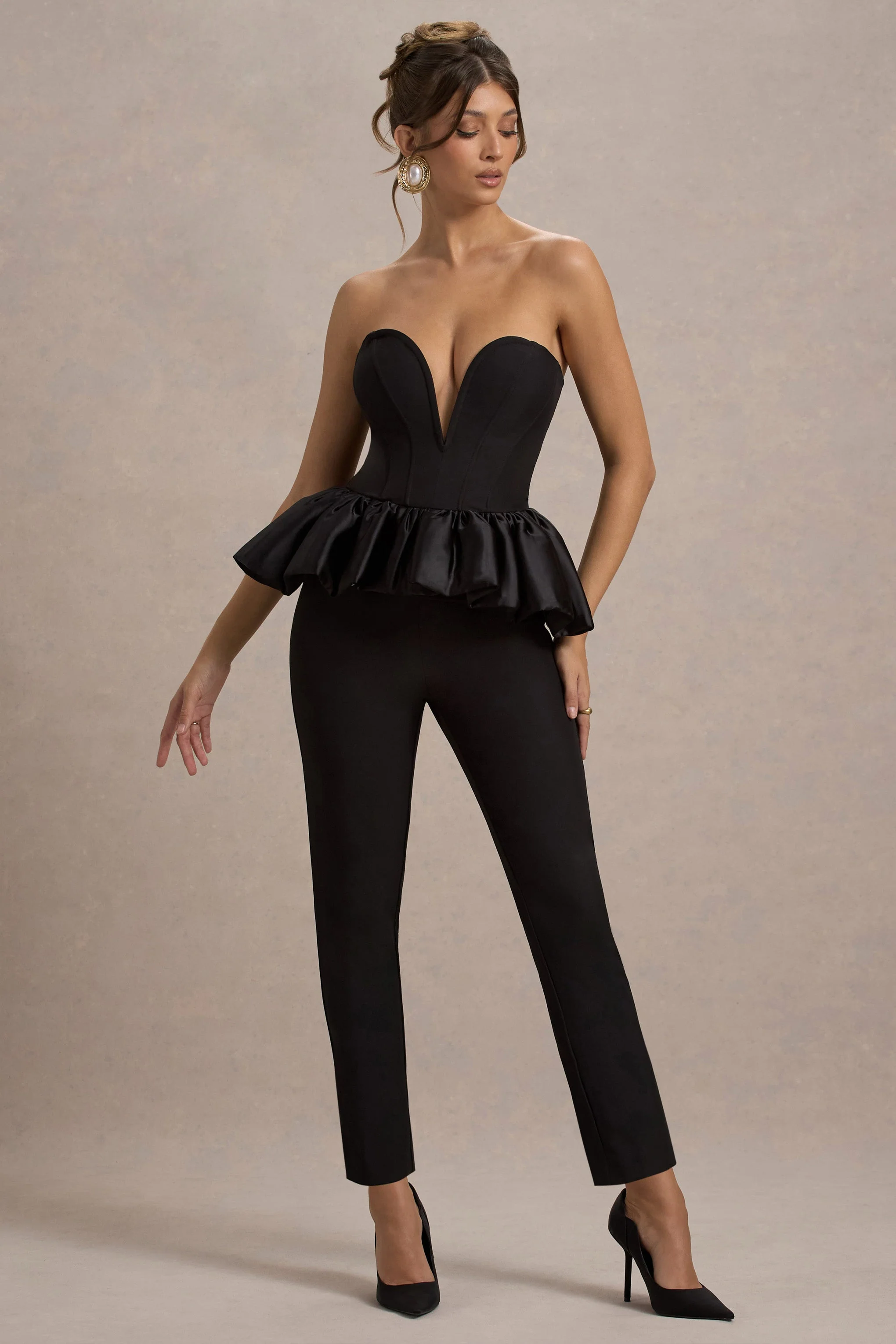 Idaho | Combinaison bustier noire avec basque en satin - Image 6