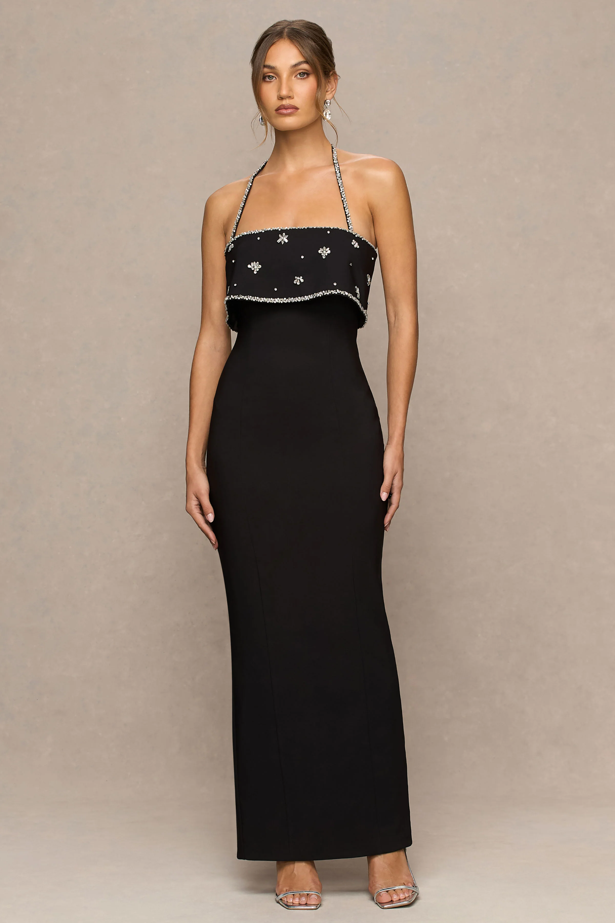 Illiana | Robe longue noire bustier ornée à la main - Image 5