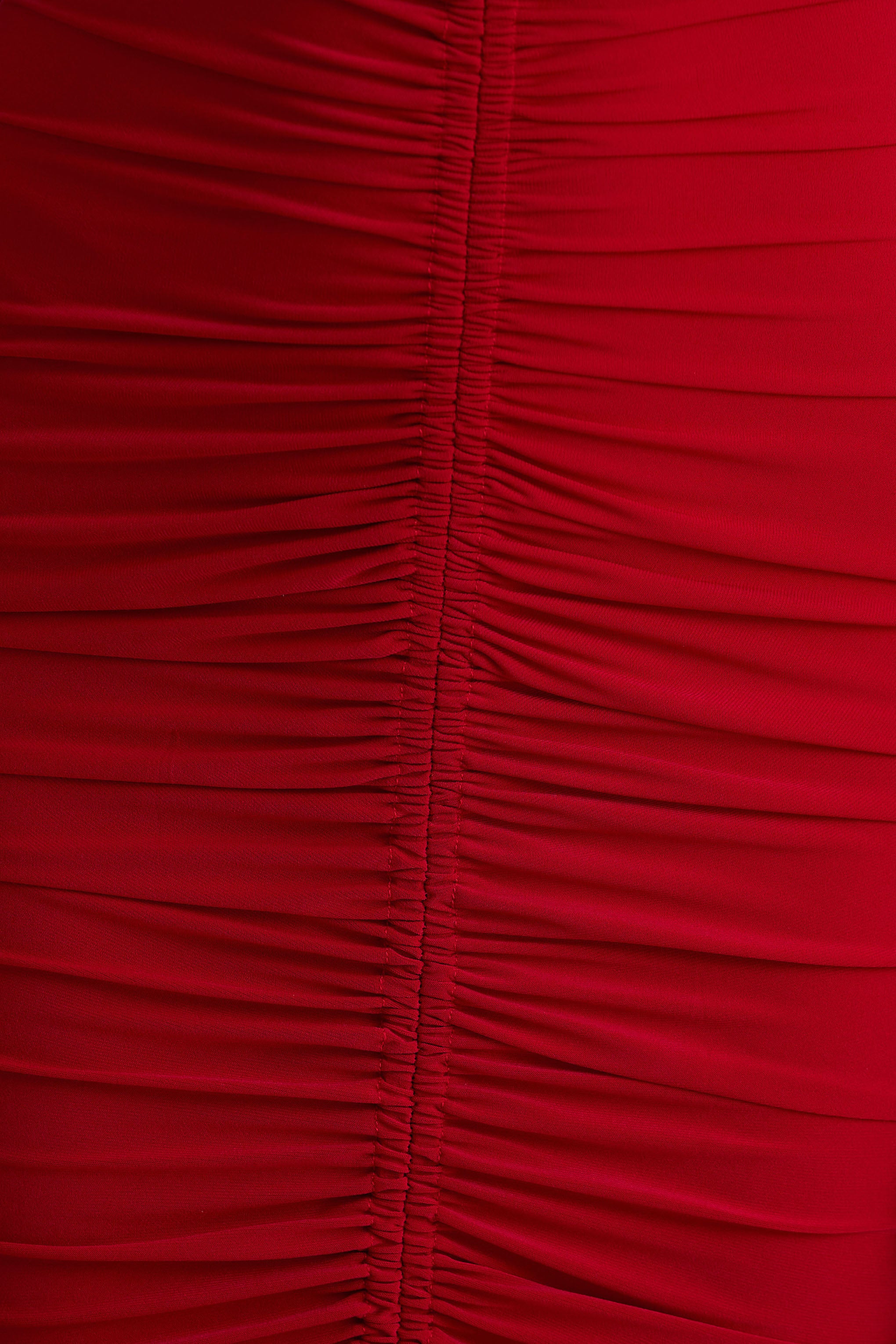 Jewel | Robe longue rouge à encolure plongeante avec fente avant et détails froncés - Image 6
