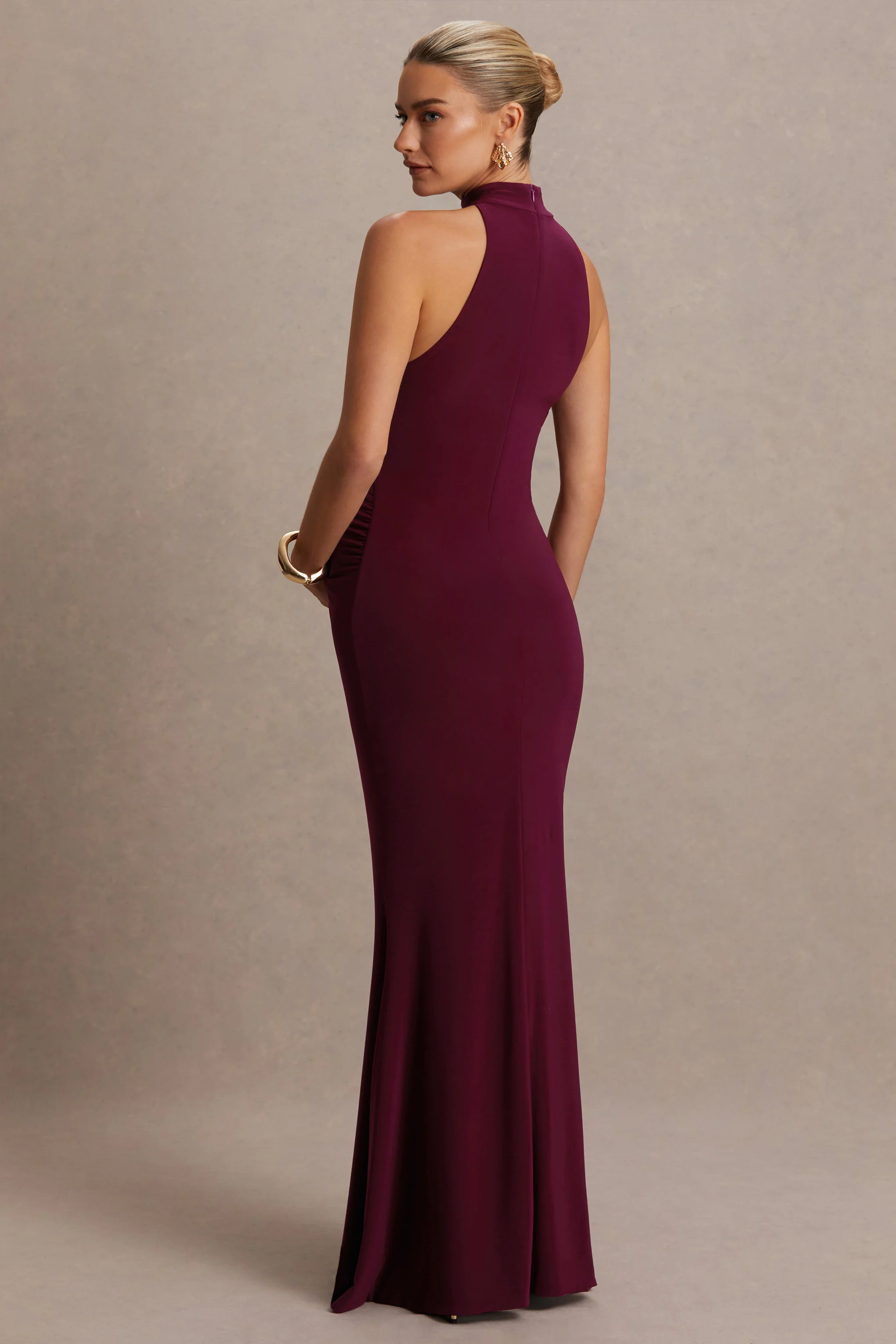 Kaia | Robe de maternité bordeaux à encolure américaine - Image 2