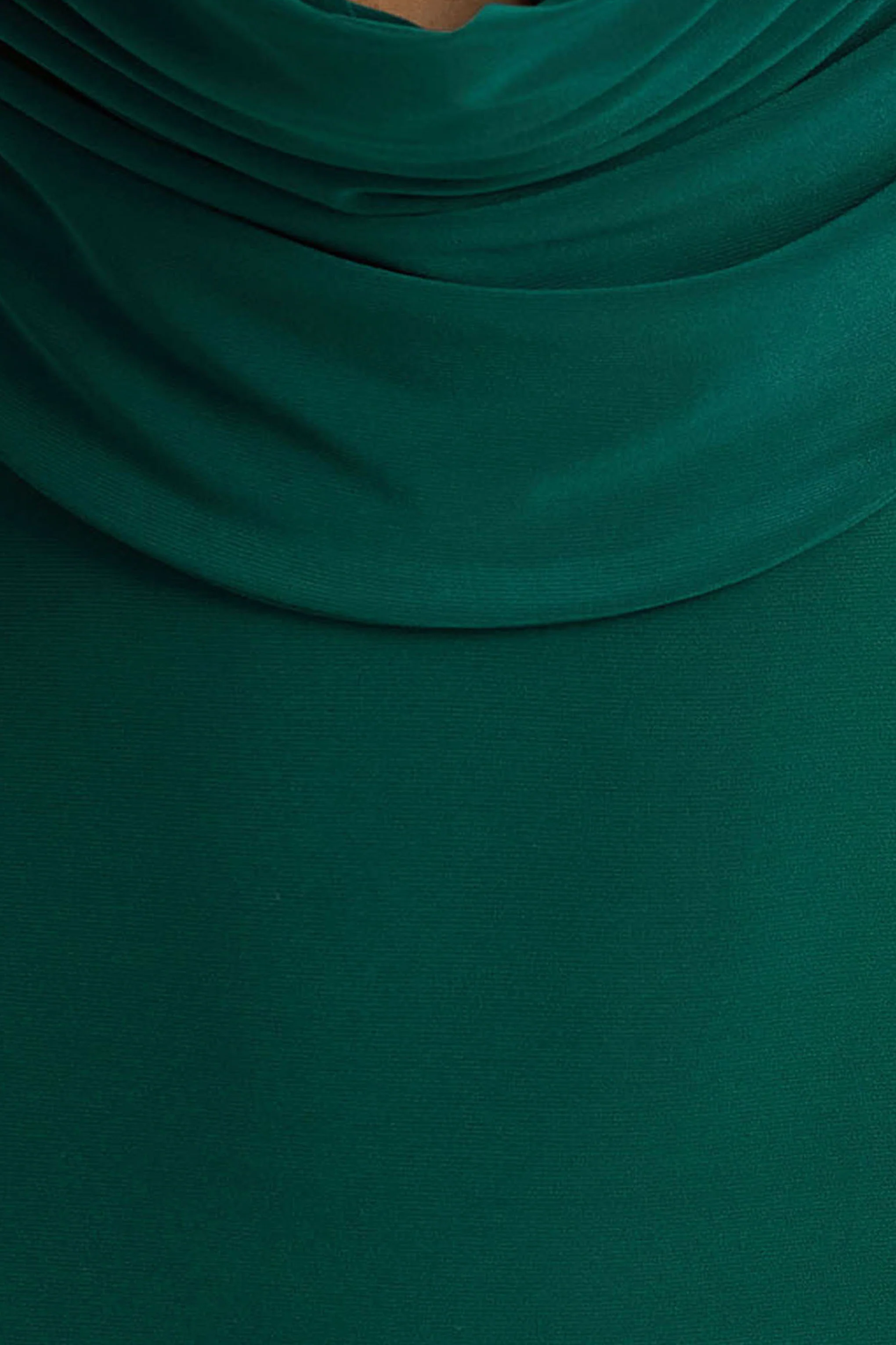 Kaylee | Robe longue vert bouteille à col bénitier avec détails drapés - Image 6