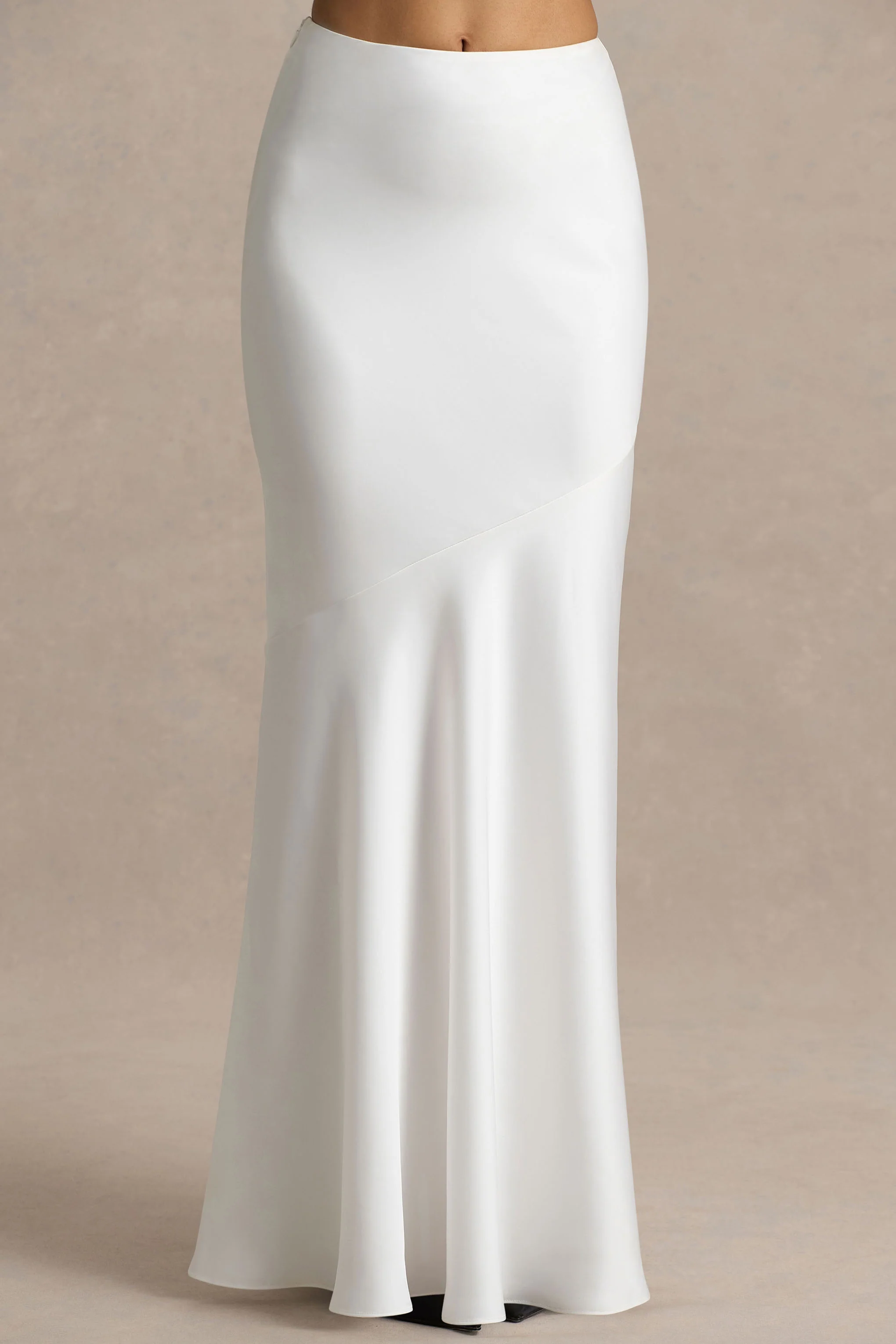 Lilah | Jupe longue en satin couleur crème - Image 3