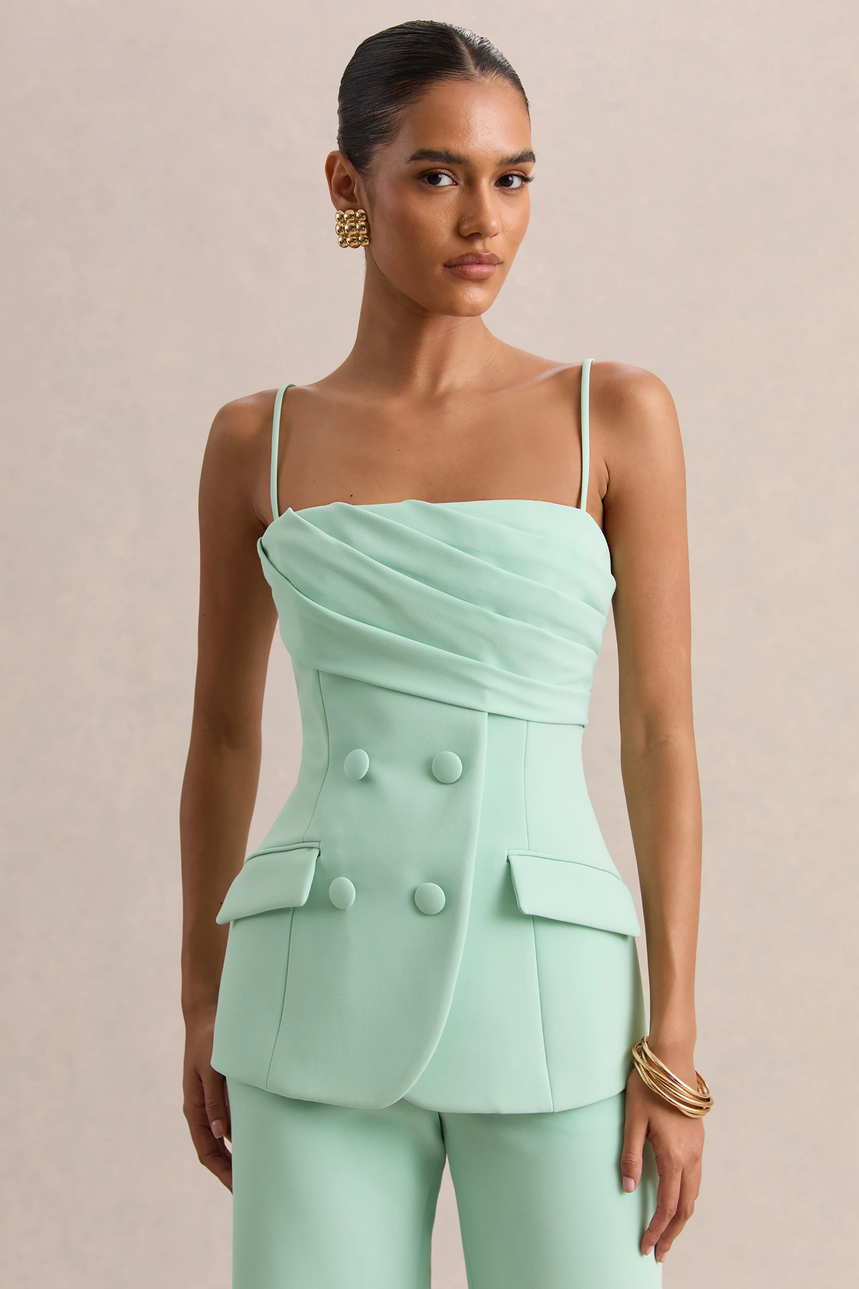 Lunivra | Top tailleur à encolure carrée en sauge