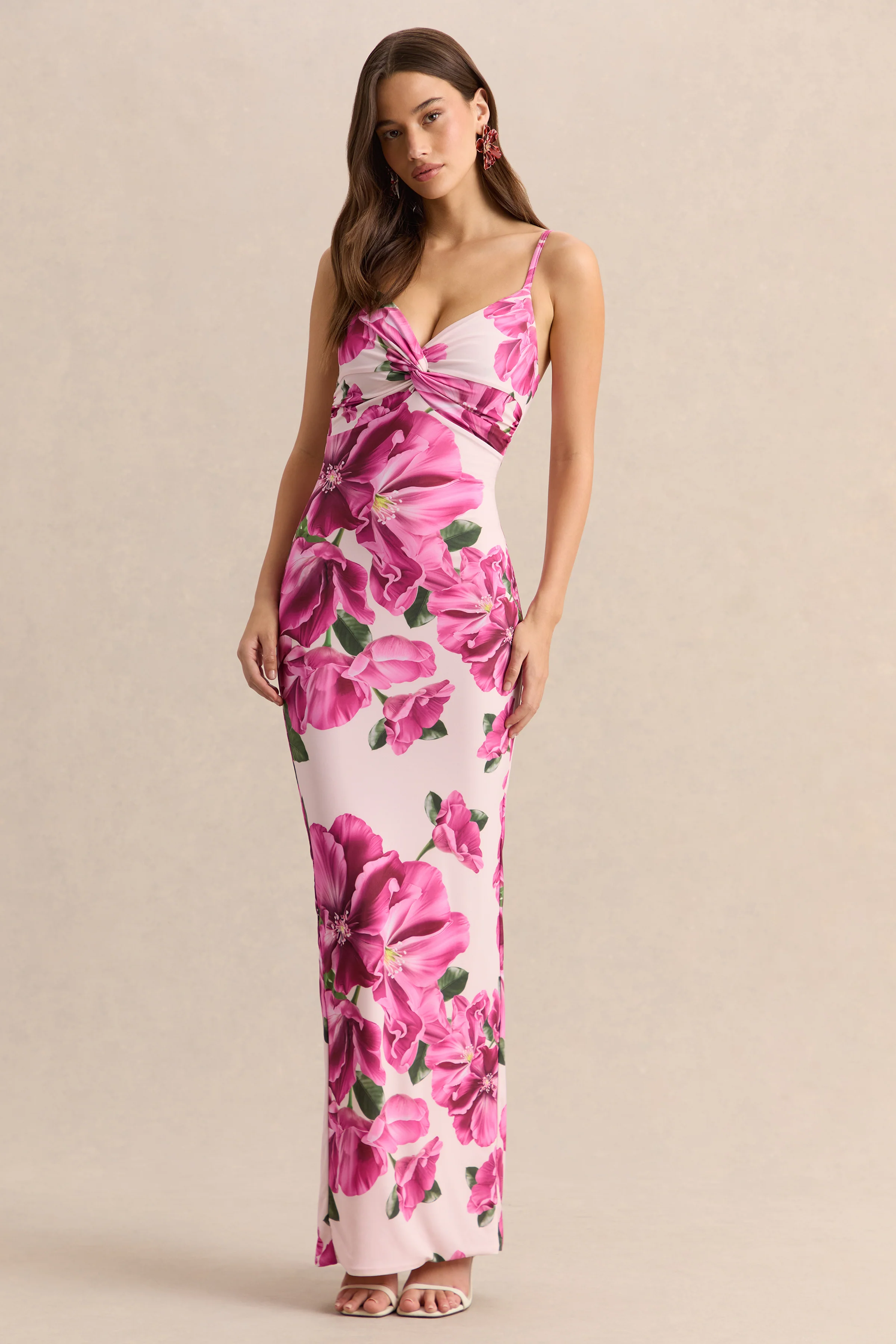 Luz | Robe longue à bretelles imprimé hibiscus rose - Image 5