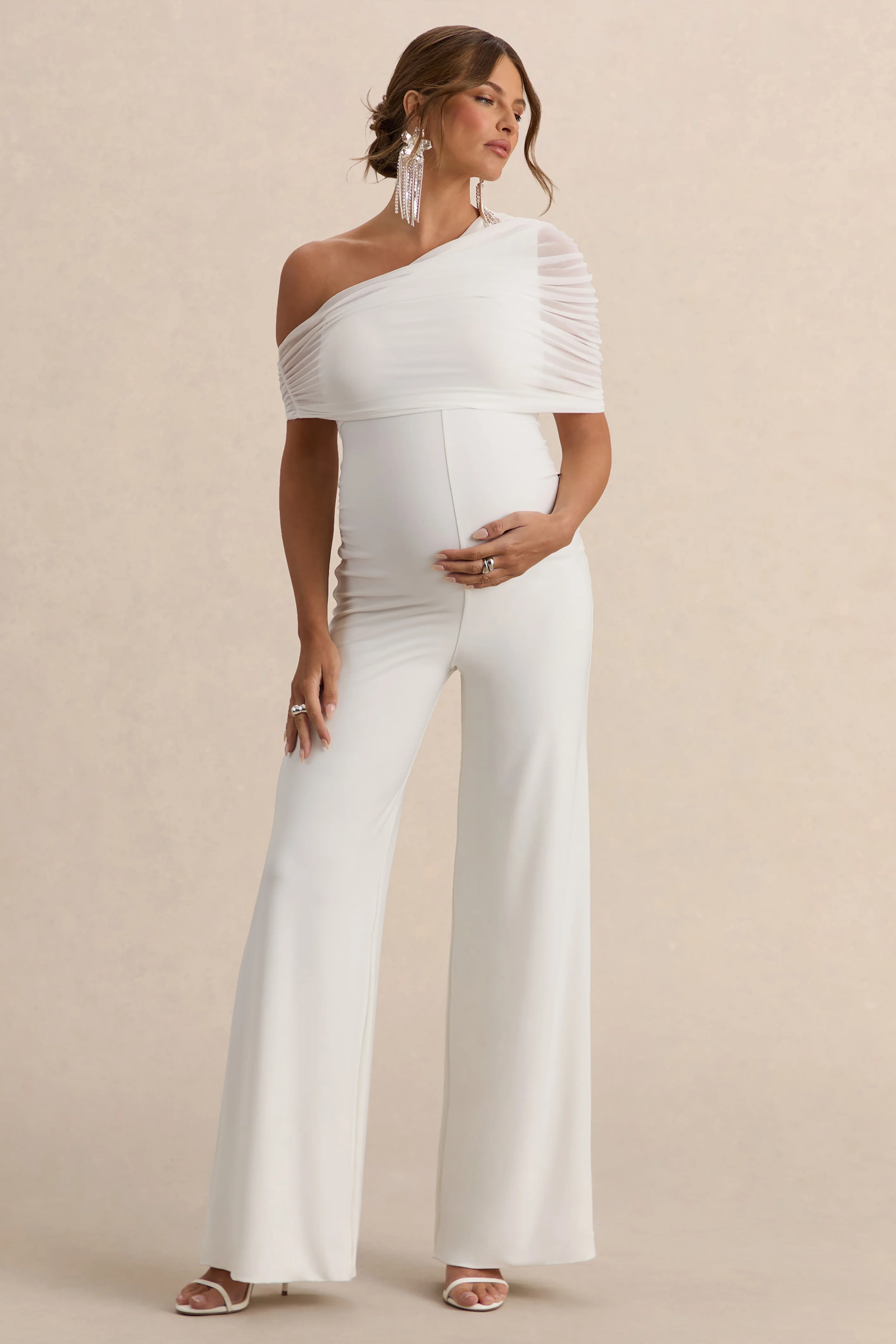 Mariska | Combinaison de maternité blanche à col asymétrique - Image 4