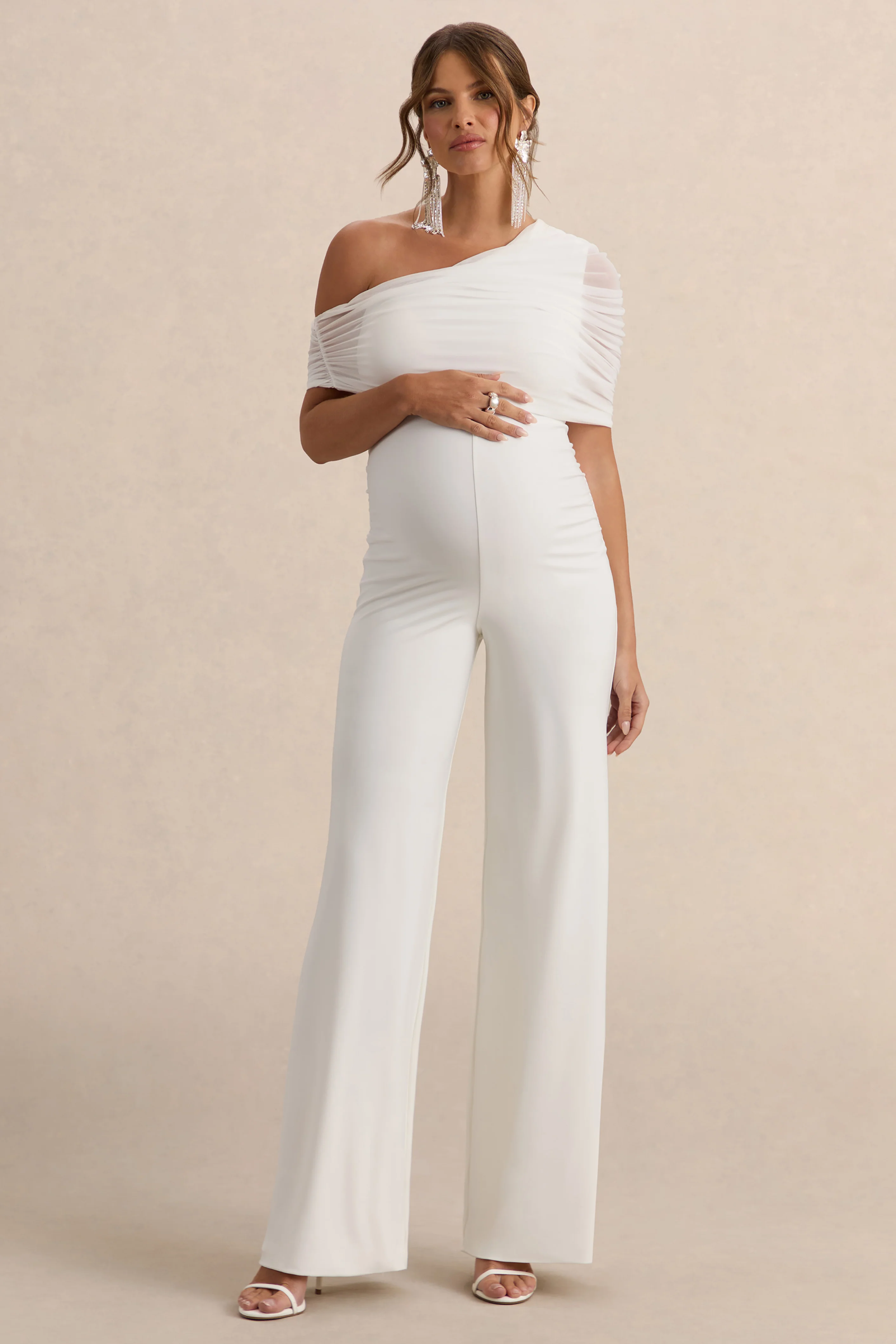 Mariska | Combinaison de maternité blanche à col asymétrique - Image 5