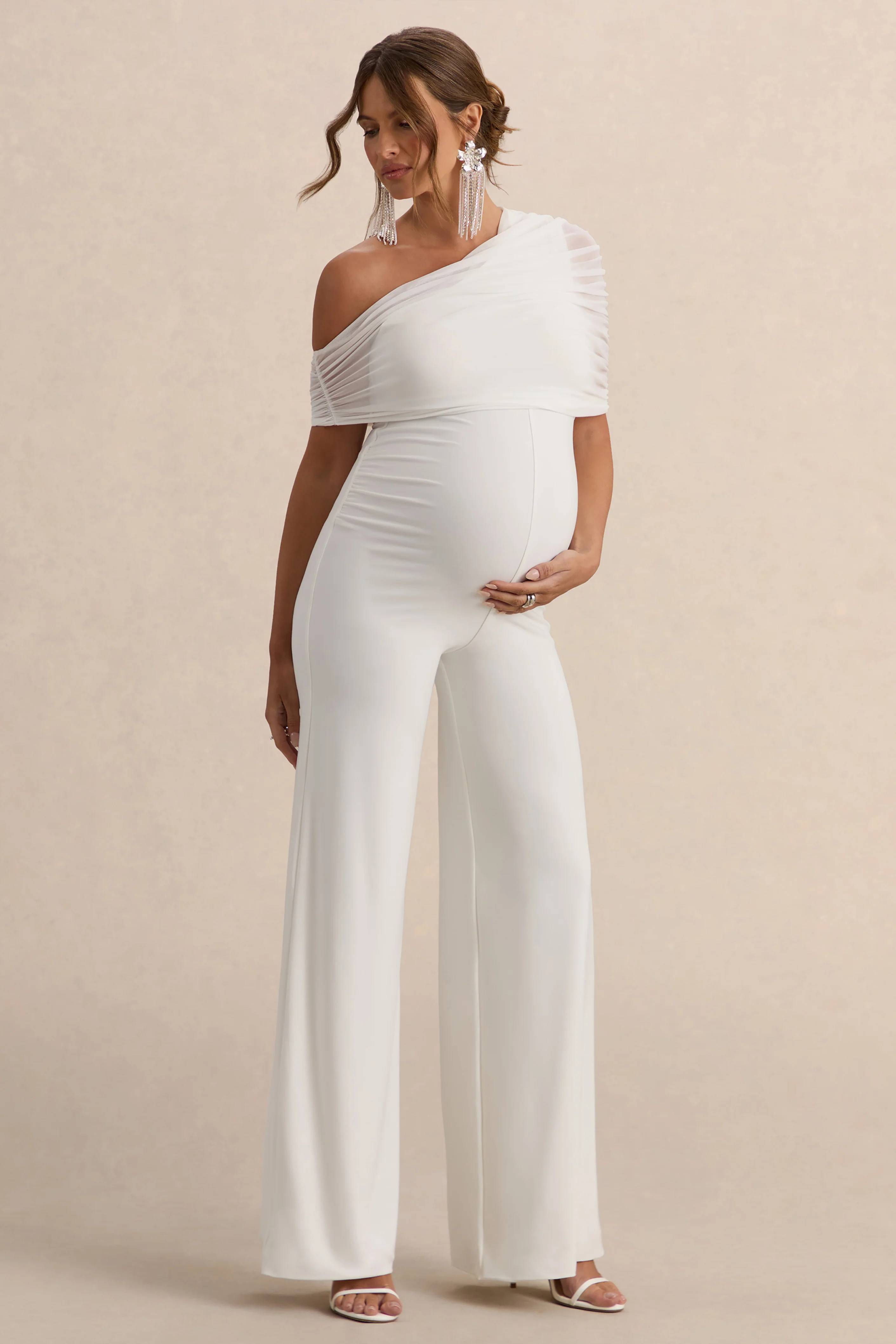 Mariska | Combinaison de maternité blanche à col asymétrique - Image 6
