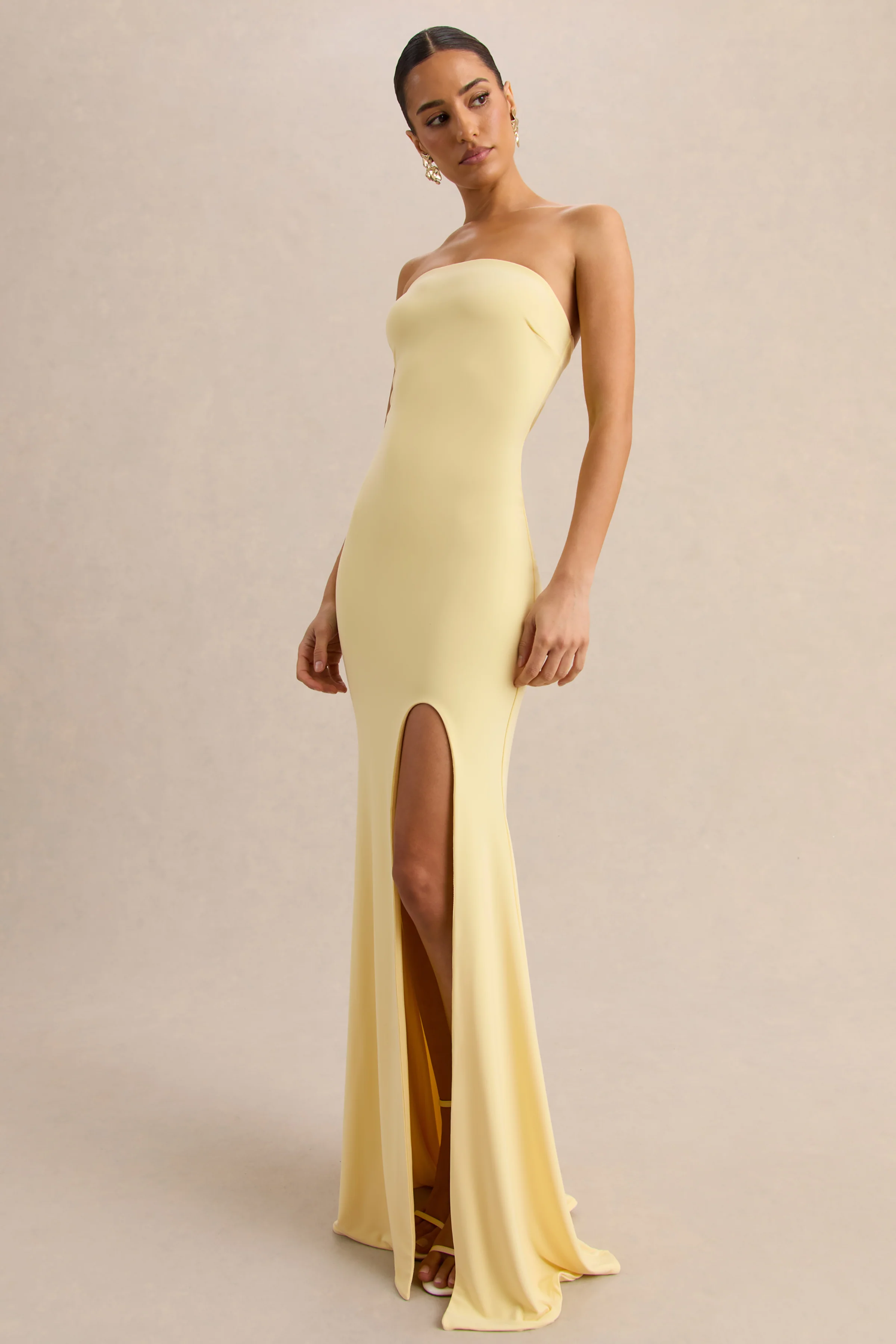 Melva | Robe longue citron à encolure bandeau - Image 4