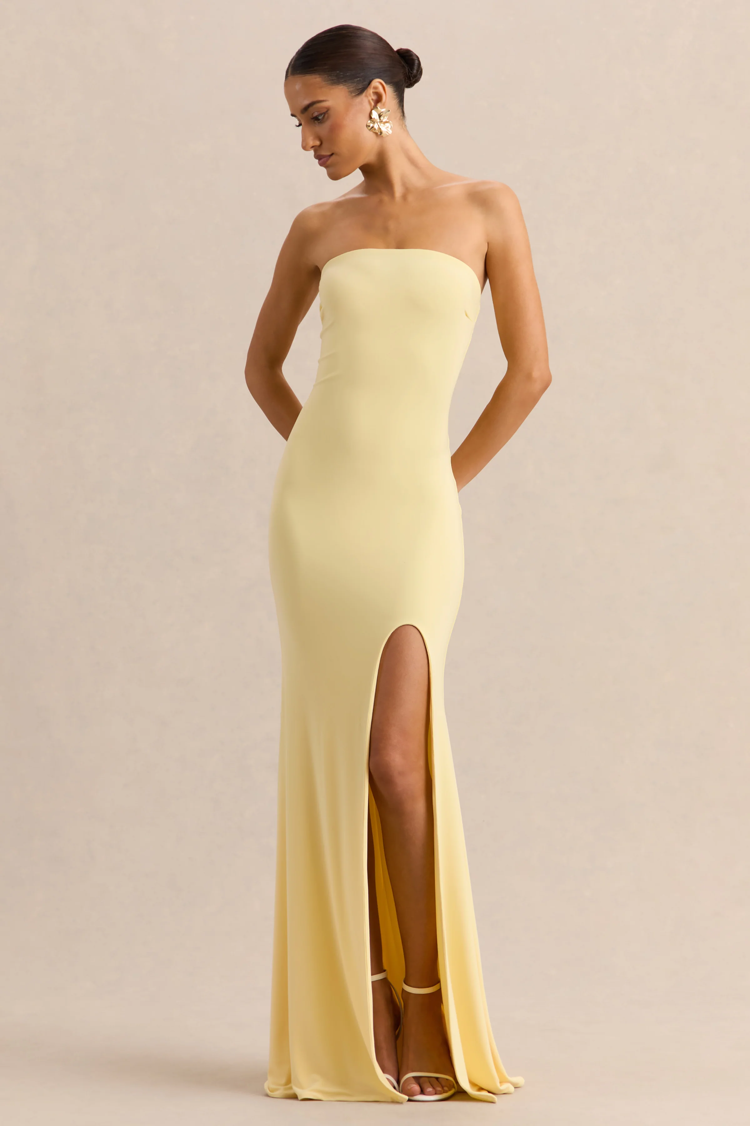 Melva | Robe longue citron à encolure bandeau - Image 5