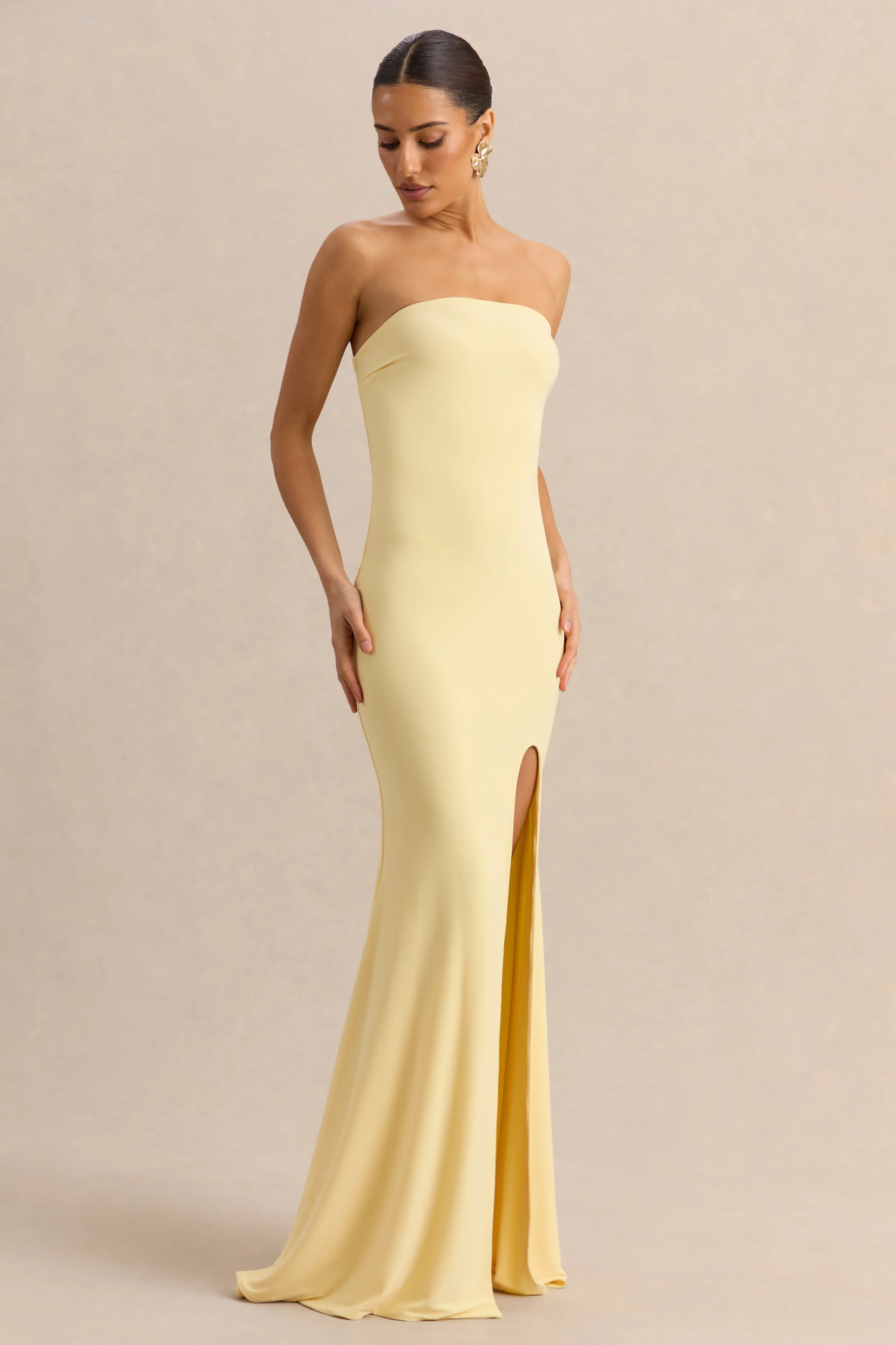 Melva | Robe longue citron à encolure bandeau - Image 6