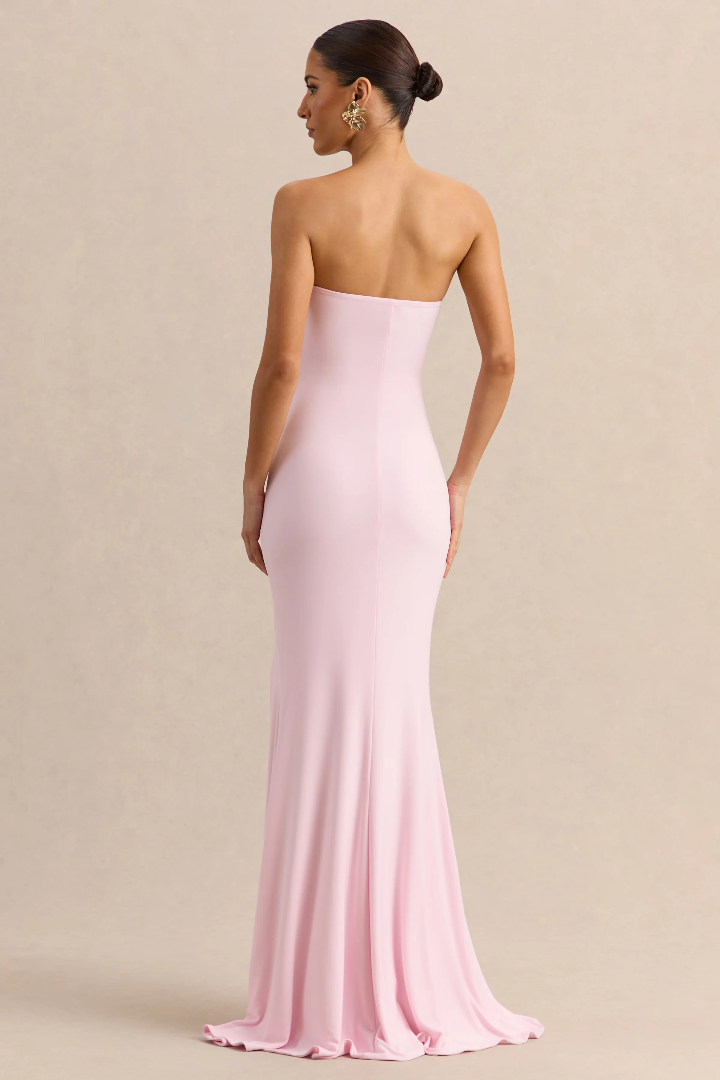 Melva | Robe longue rose clair à encolure bandeau - Image 2
