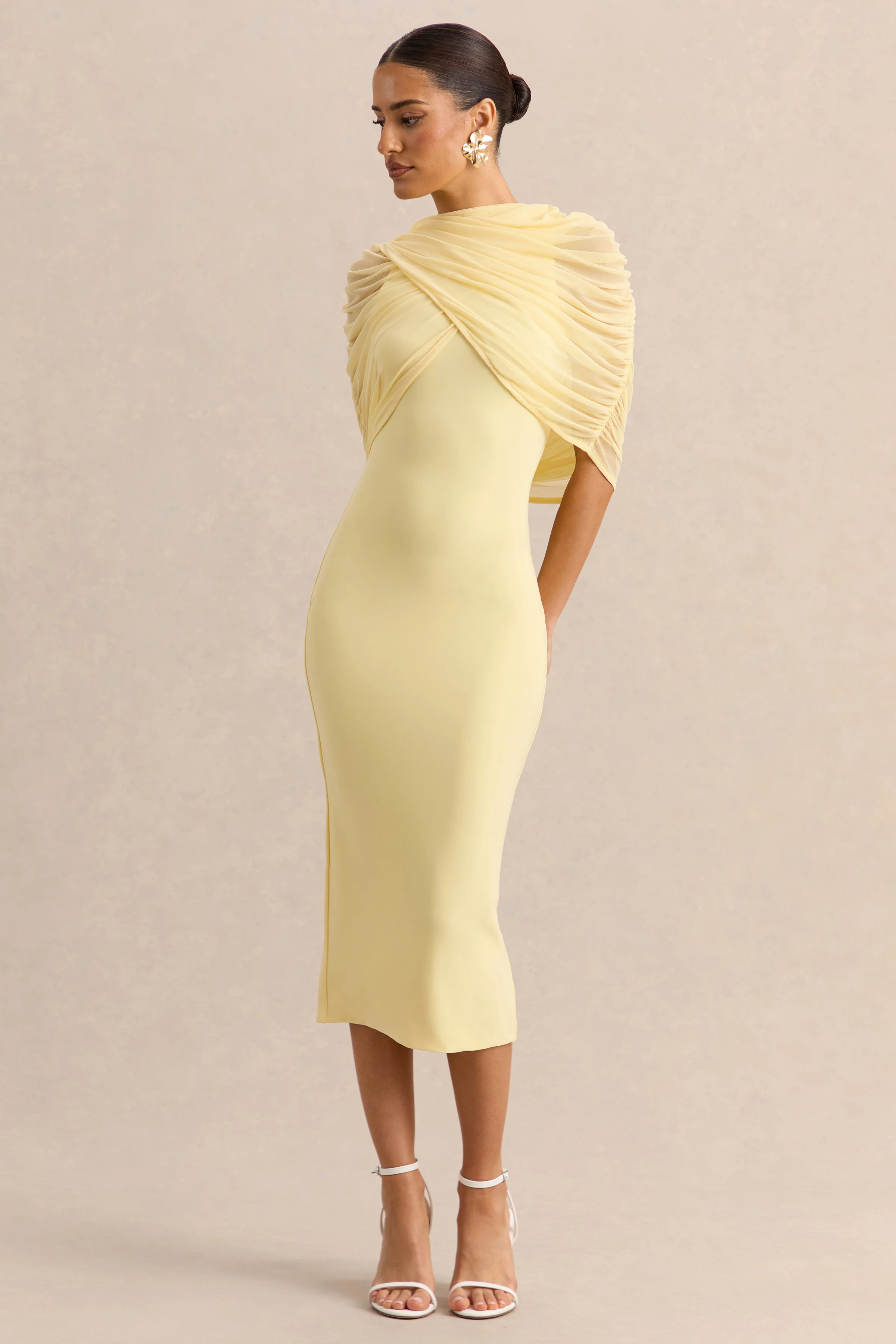 Mirana | Robe mi-longue citron à encolure dos nu - Image 6