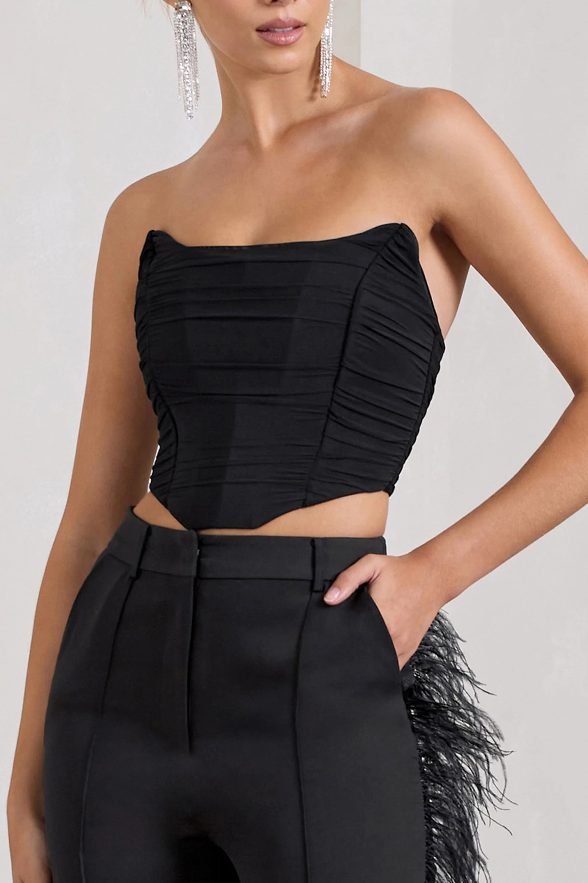 Obsessed | Haut de style corset en maille bandeau noir - Image 3