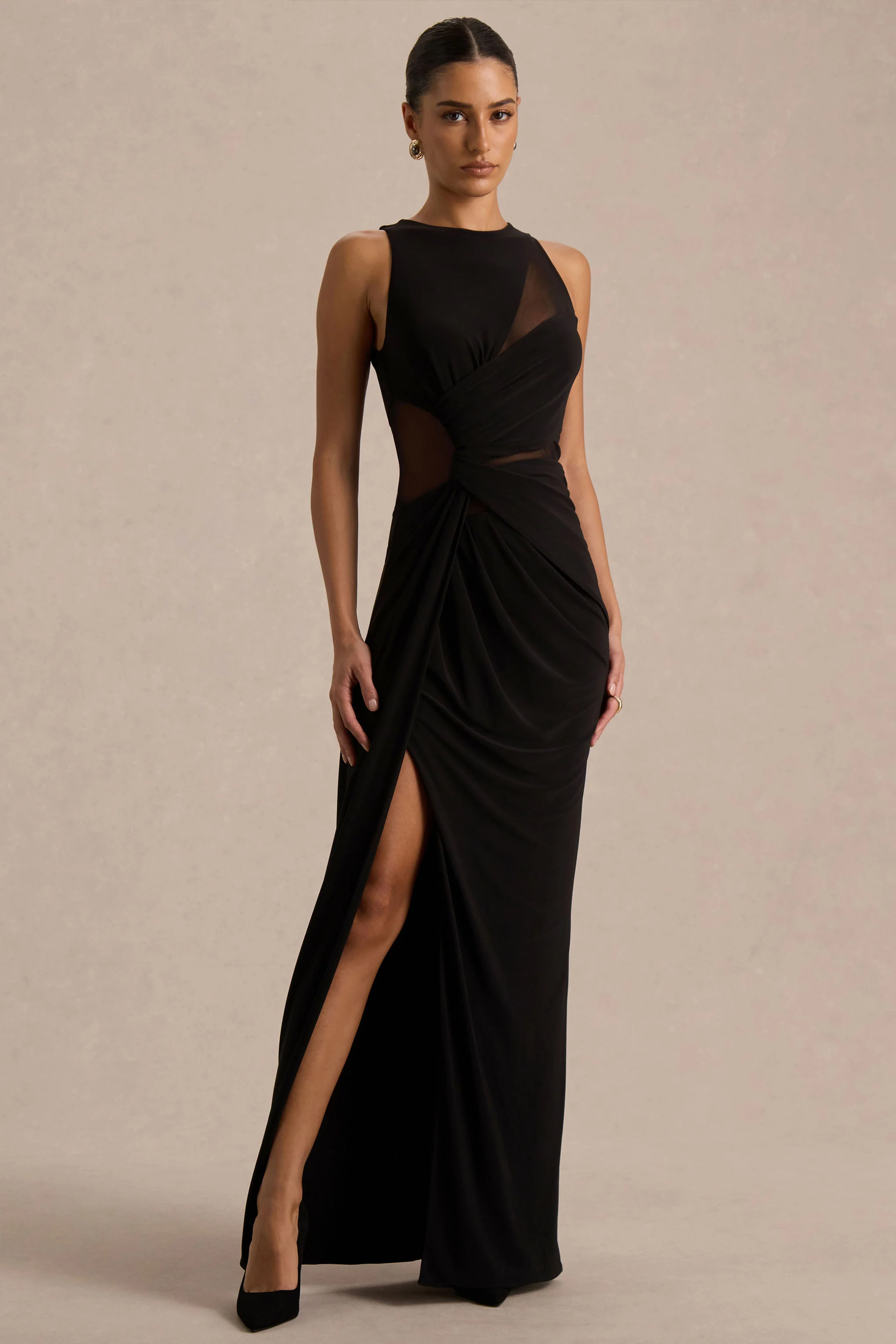 Opaline | Robe longue noire à encolure ras-du-cou - Image 5