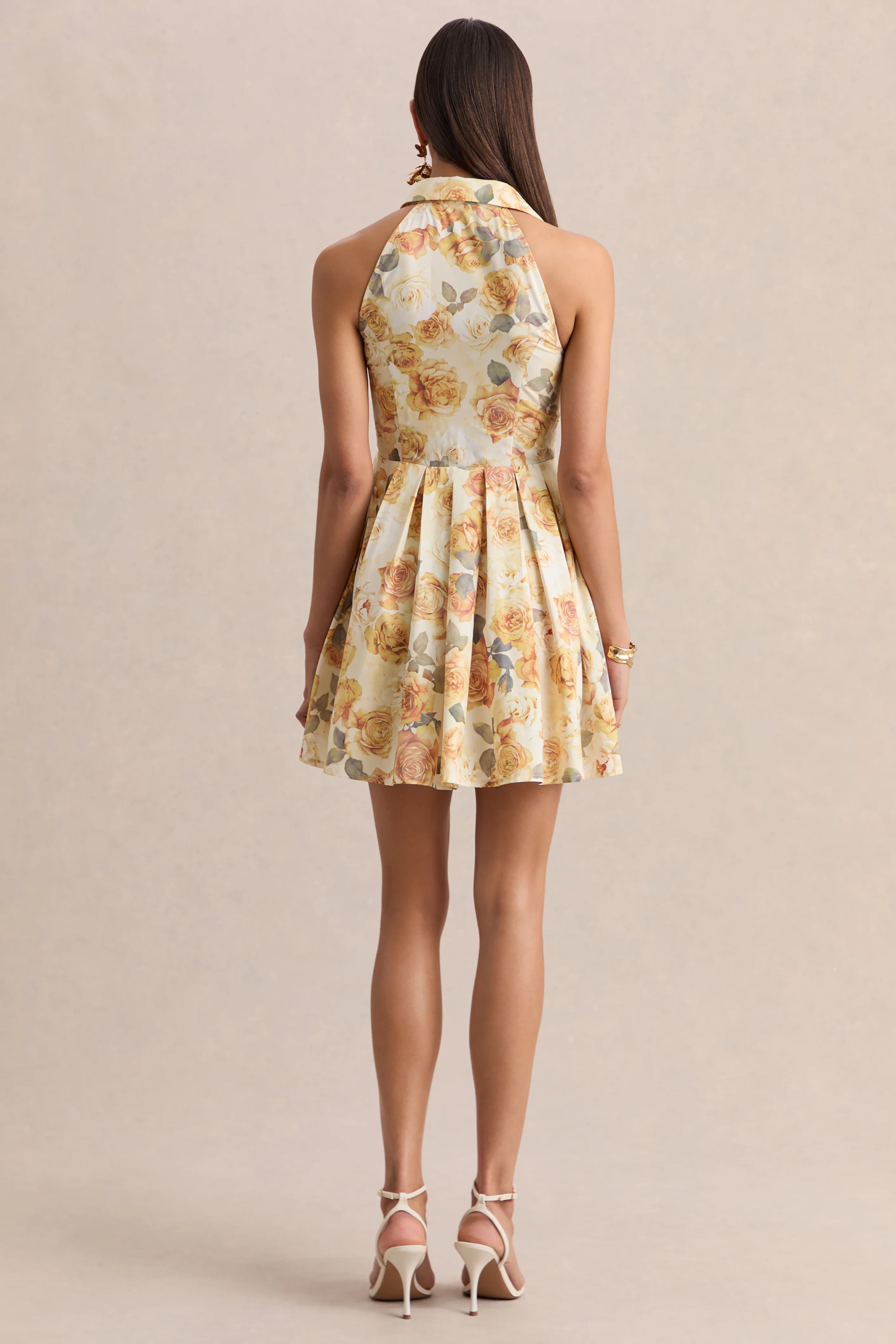 Paulie | Mini-robe patineuse en popeline à imprimé roses citron - Image 3
