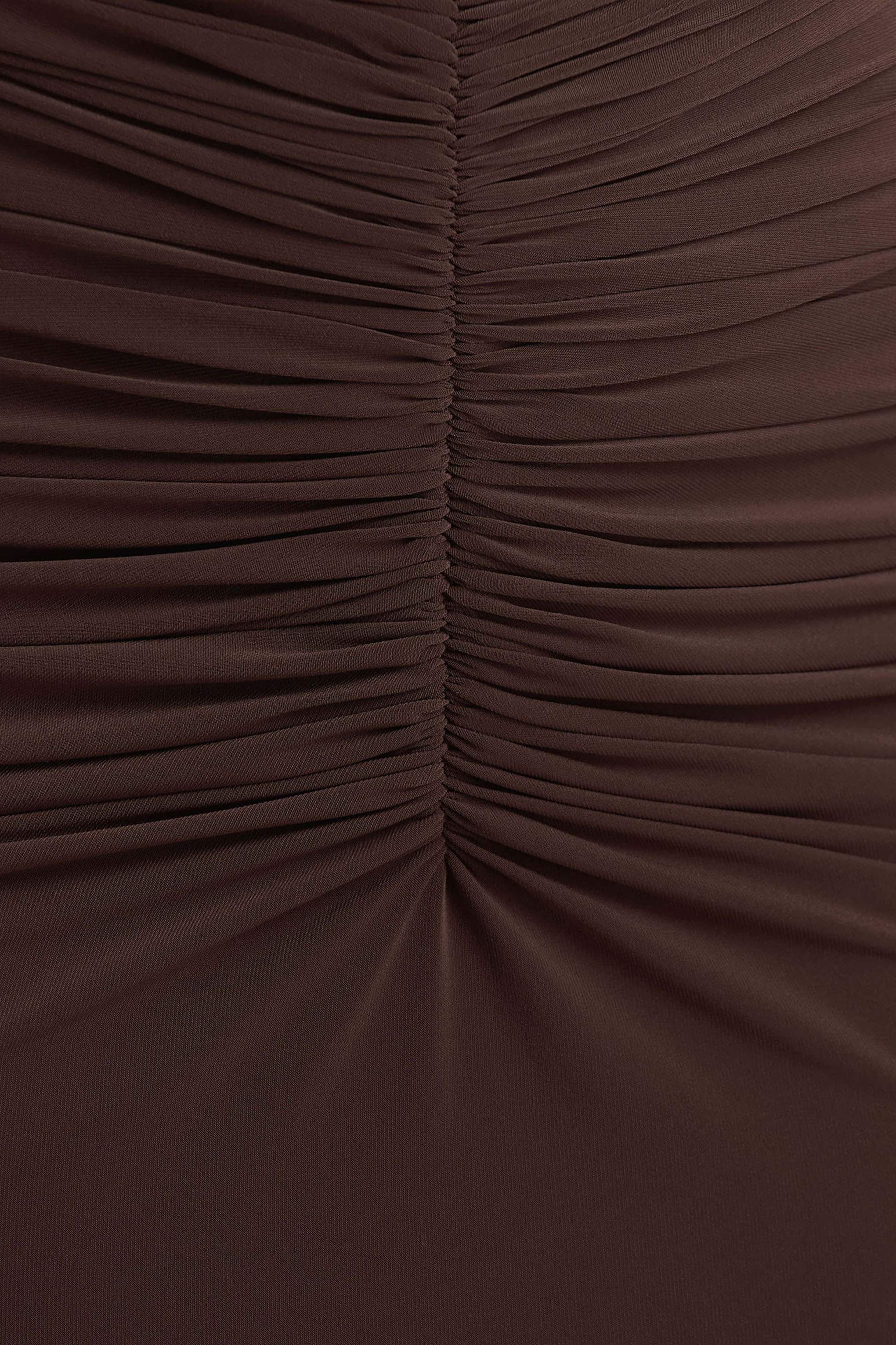 Premiere | Robe longue marron à col rond avec détails froncés - Image 6