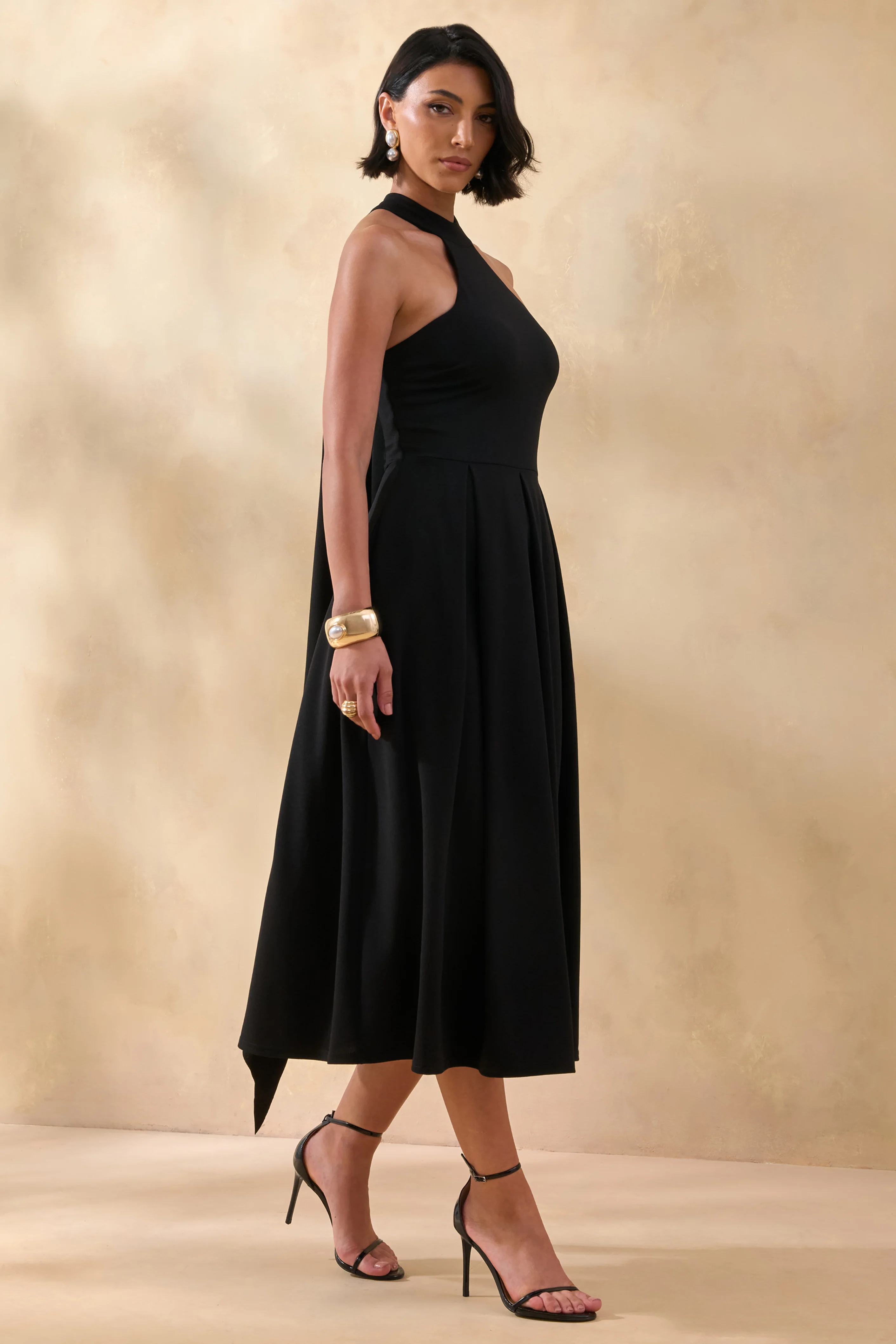 Rhode | Robe mi-longue noire à col licou - Image 5