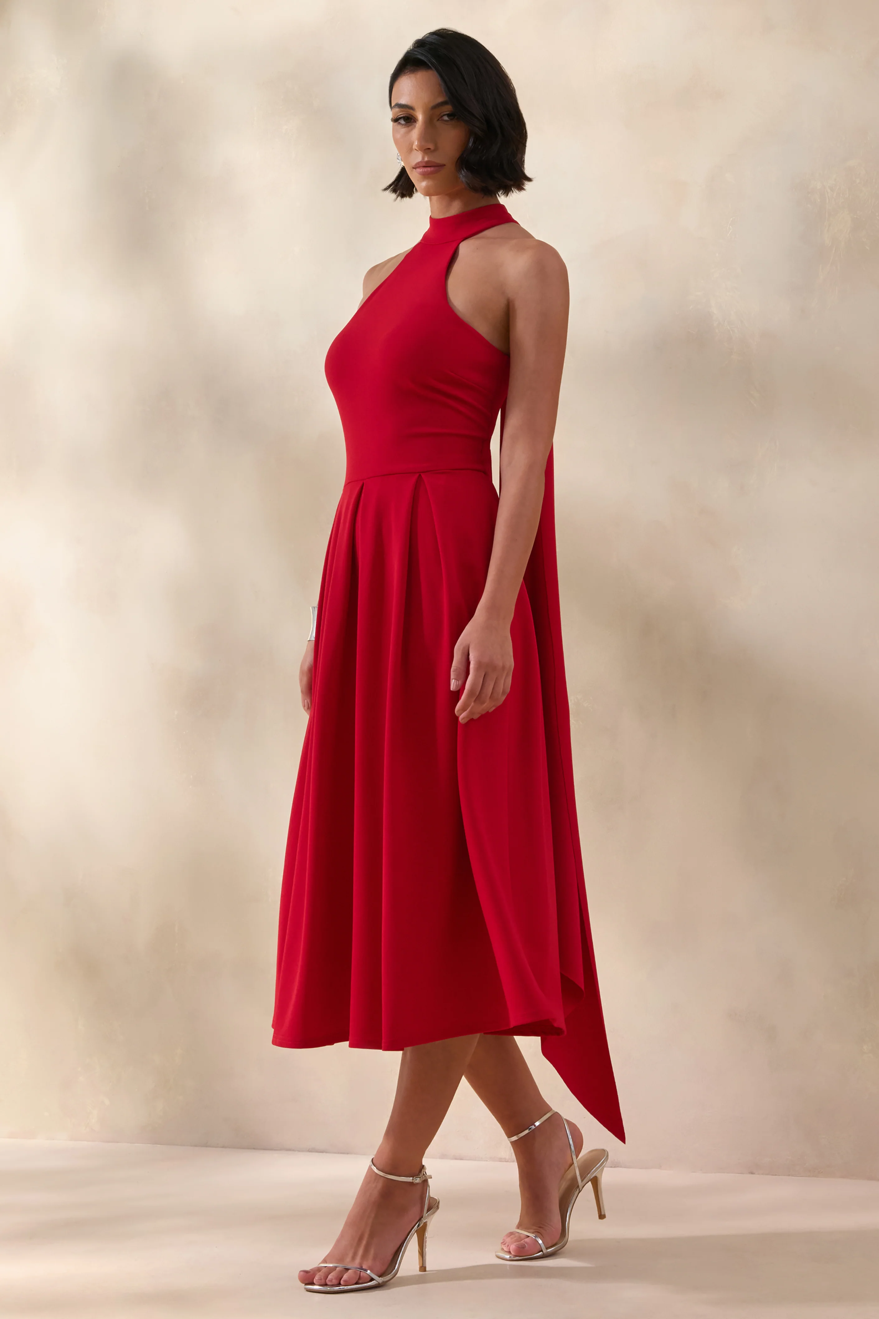 Rhode | Robe mi-longue rouge à encolure dos nu - Image 5