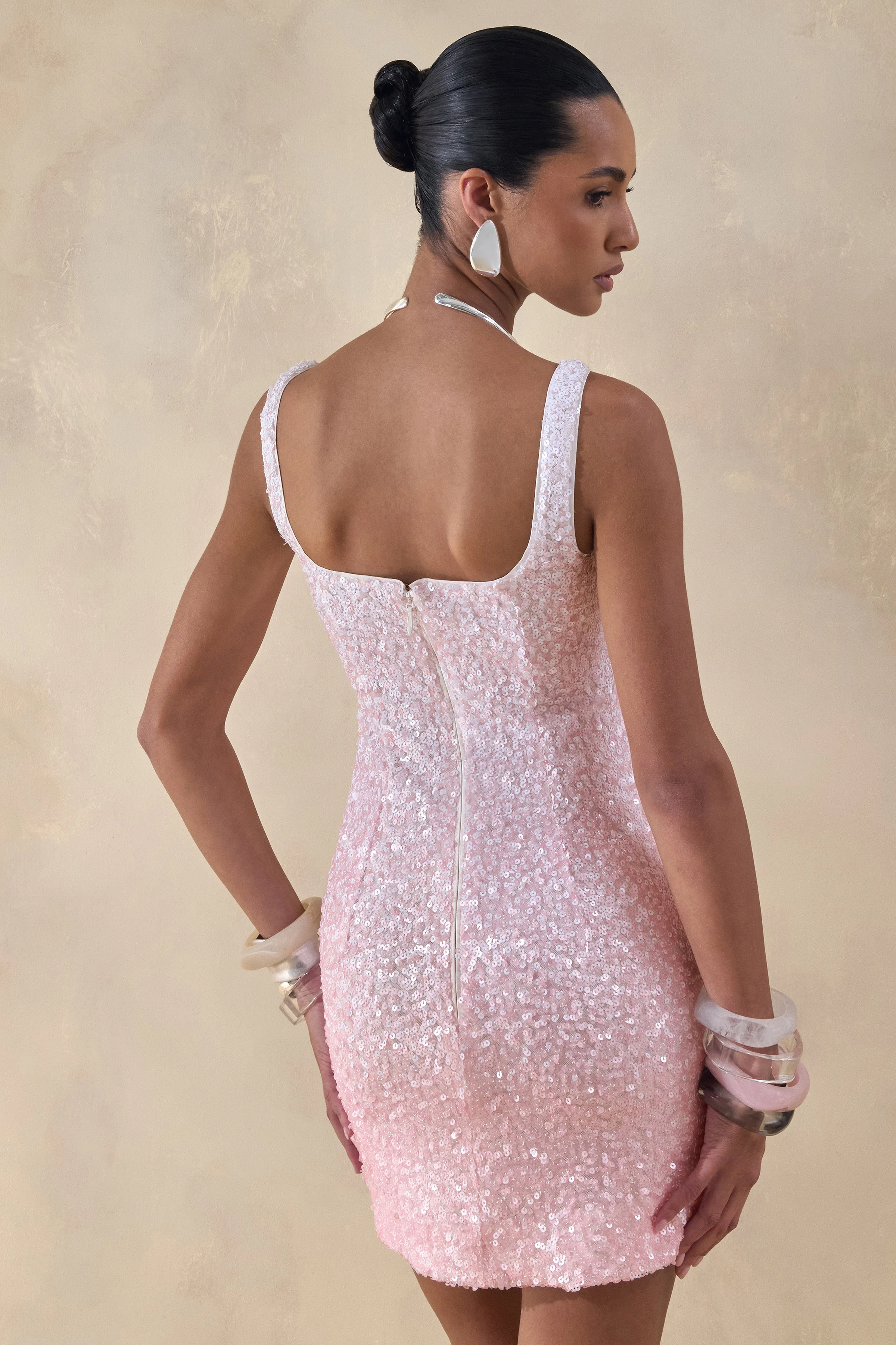 Rionelle | Mini-robe en sequin rose et blanc - Image 3