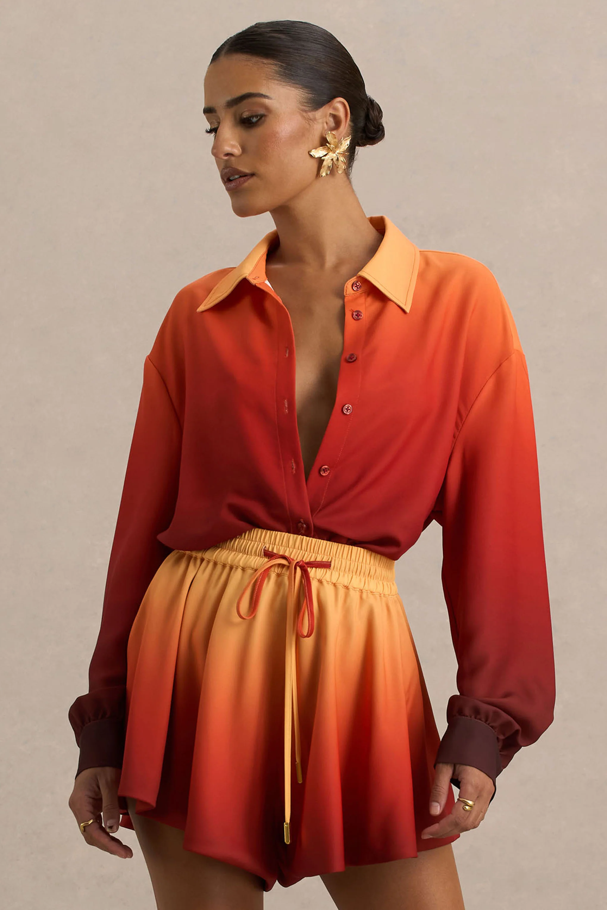 Rowan | Chemise en Satin Ombré à Décolleté Plongeant - Image 3