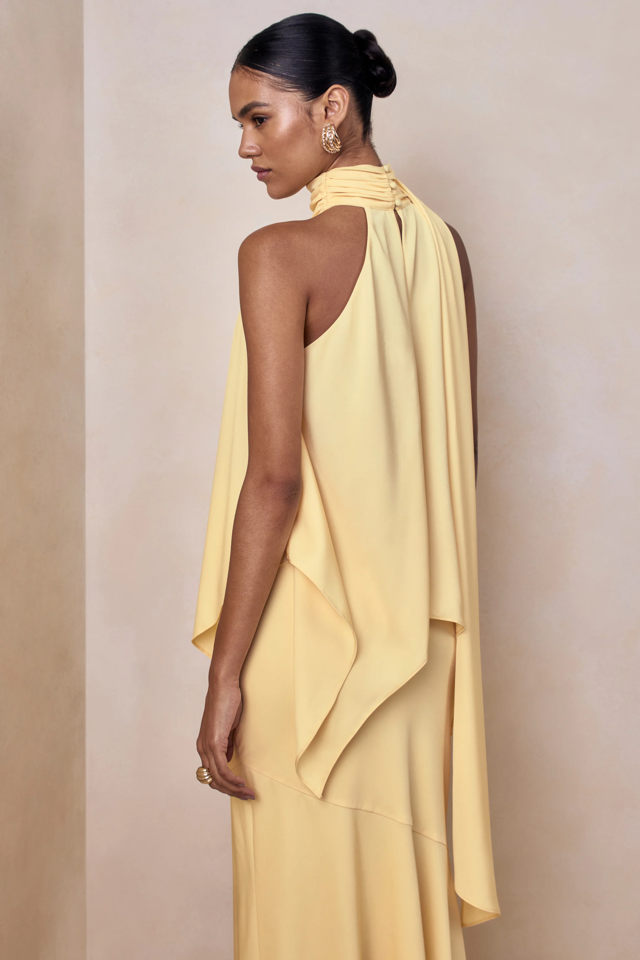 Sancelle | Haut dos-nu en satin mat citron - Image 2