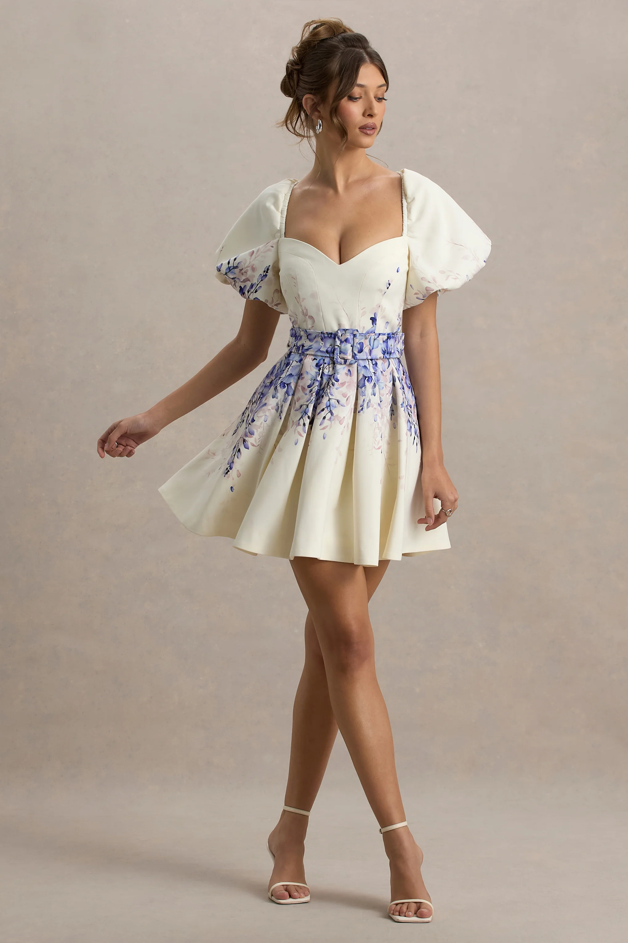 Tapia | Mini-robe ceinturée à imprimé violet - Image 6
