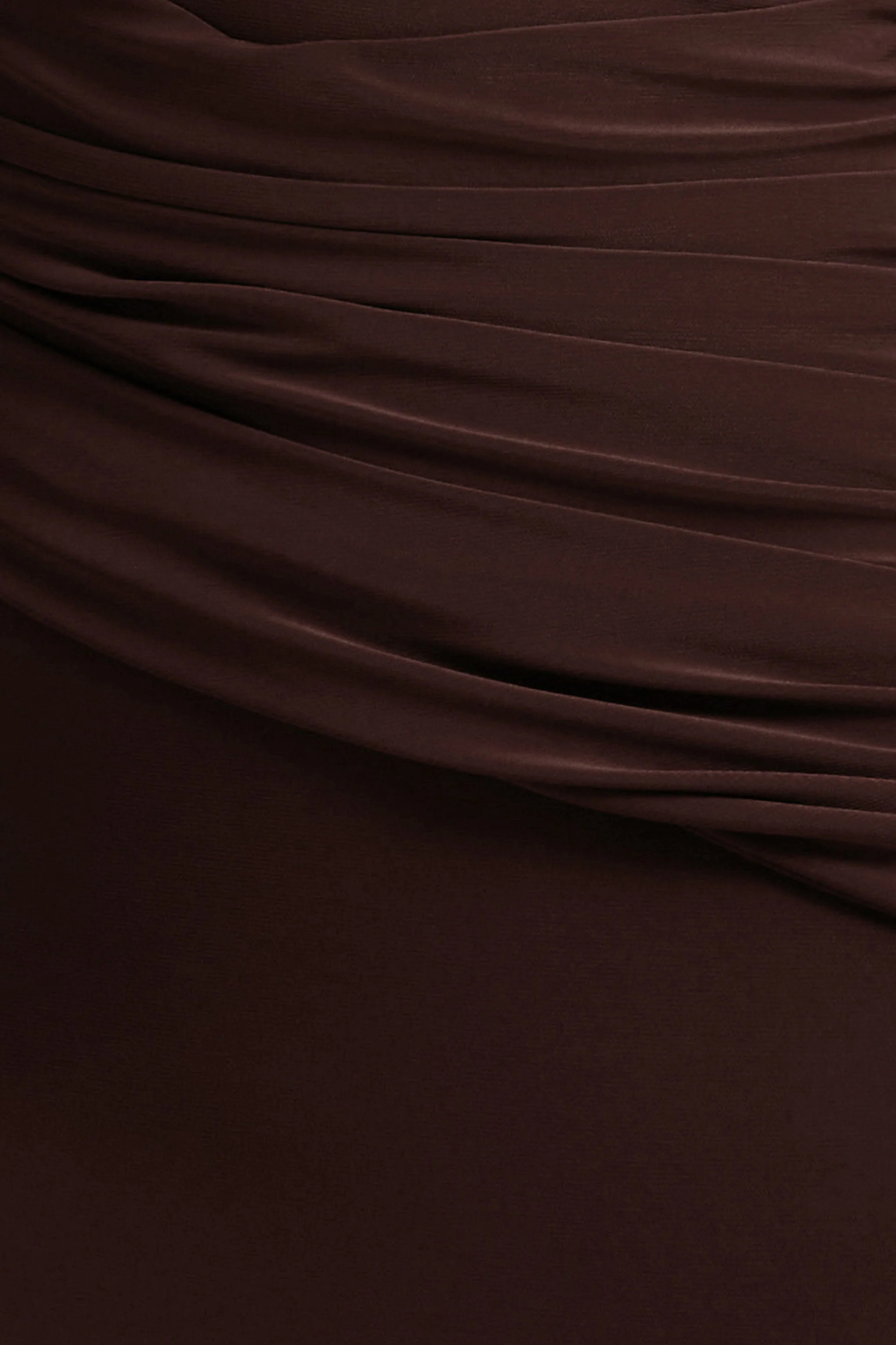 Valina | Robe longue froncée asymétrique marron avec drapé - Image 7