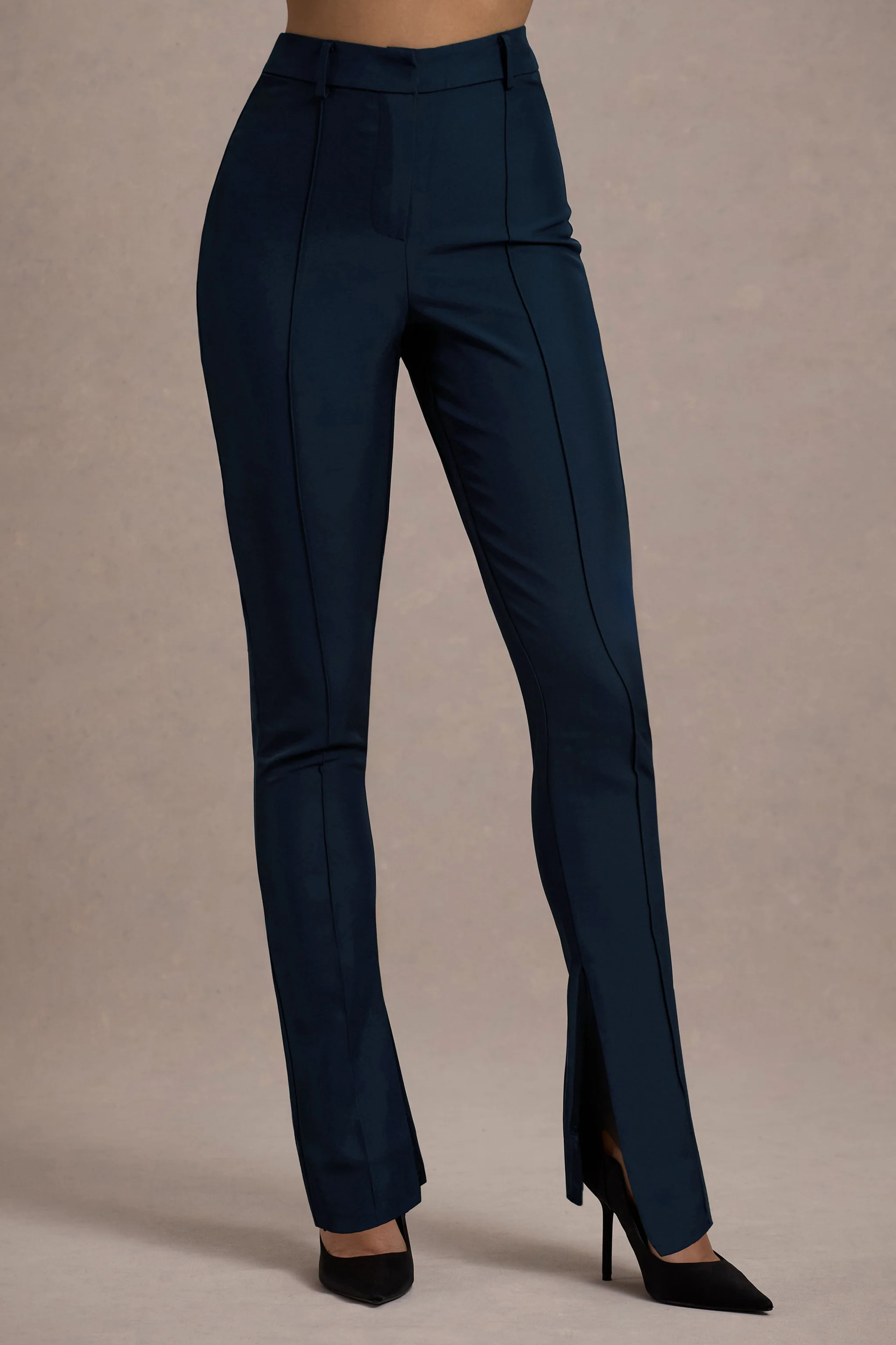 Wonder Woman | Pantalon droit taille haute bleu marine avec ourlet fendu - Image 3
